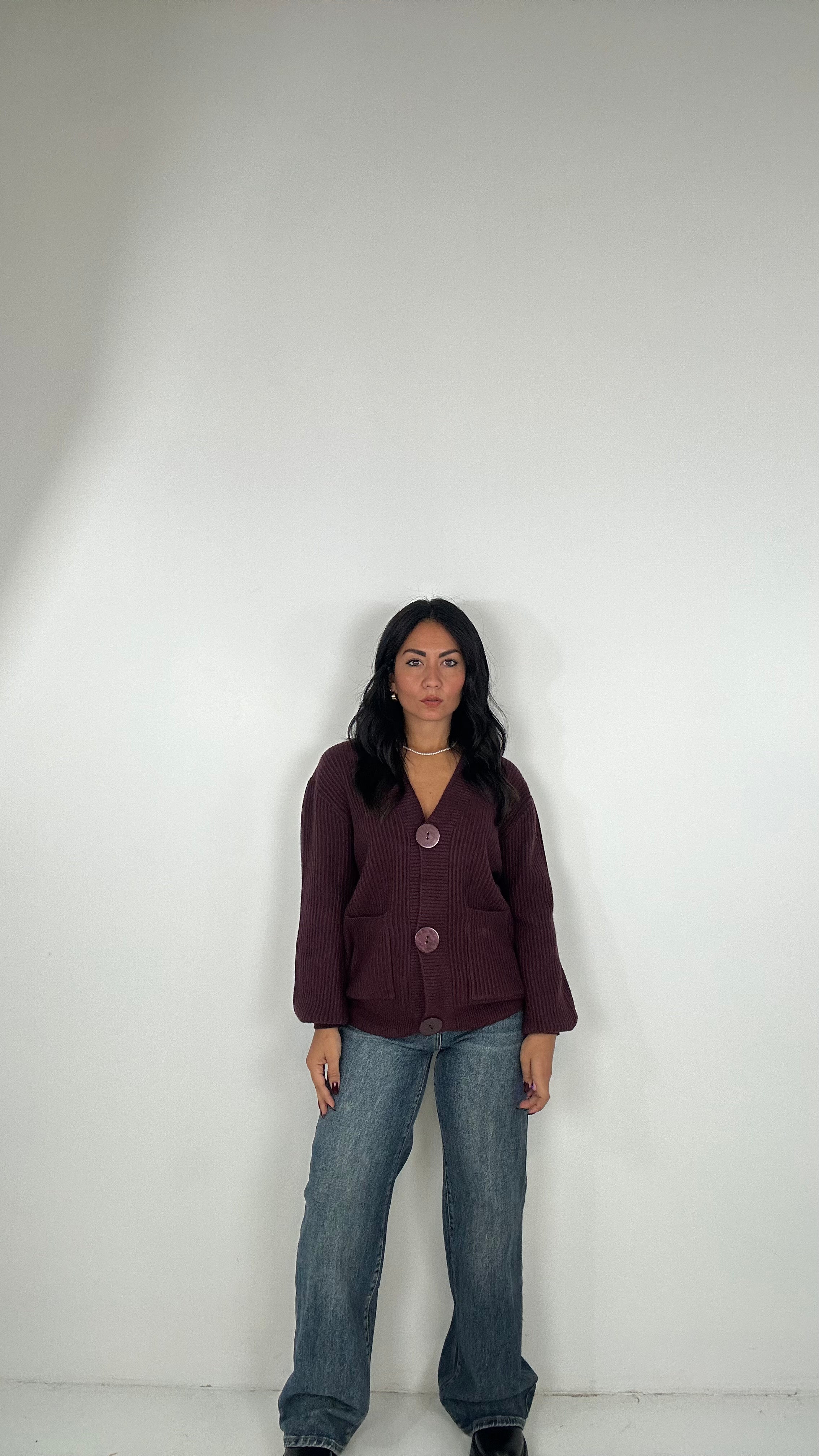 Jeans WIDE TASCA STRASS BORDEAUX - JEANS