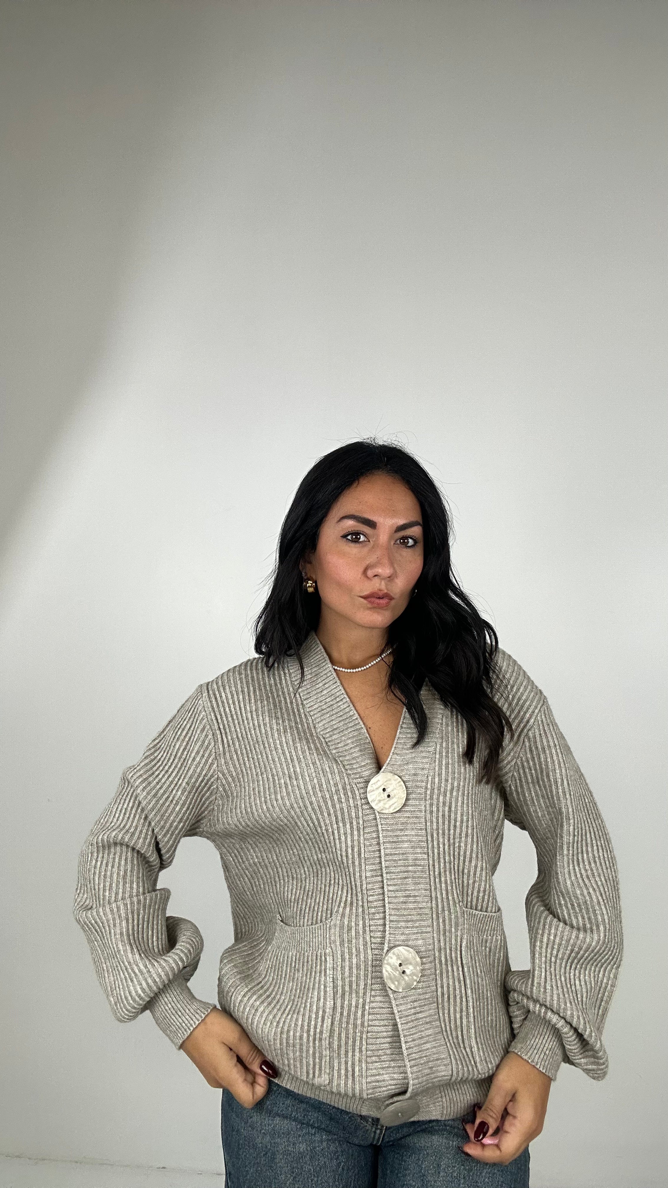 Cardigan BOTTONE GRANDE - BEIGE