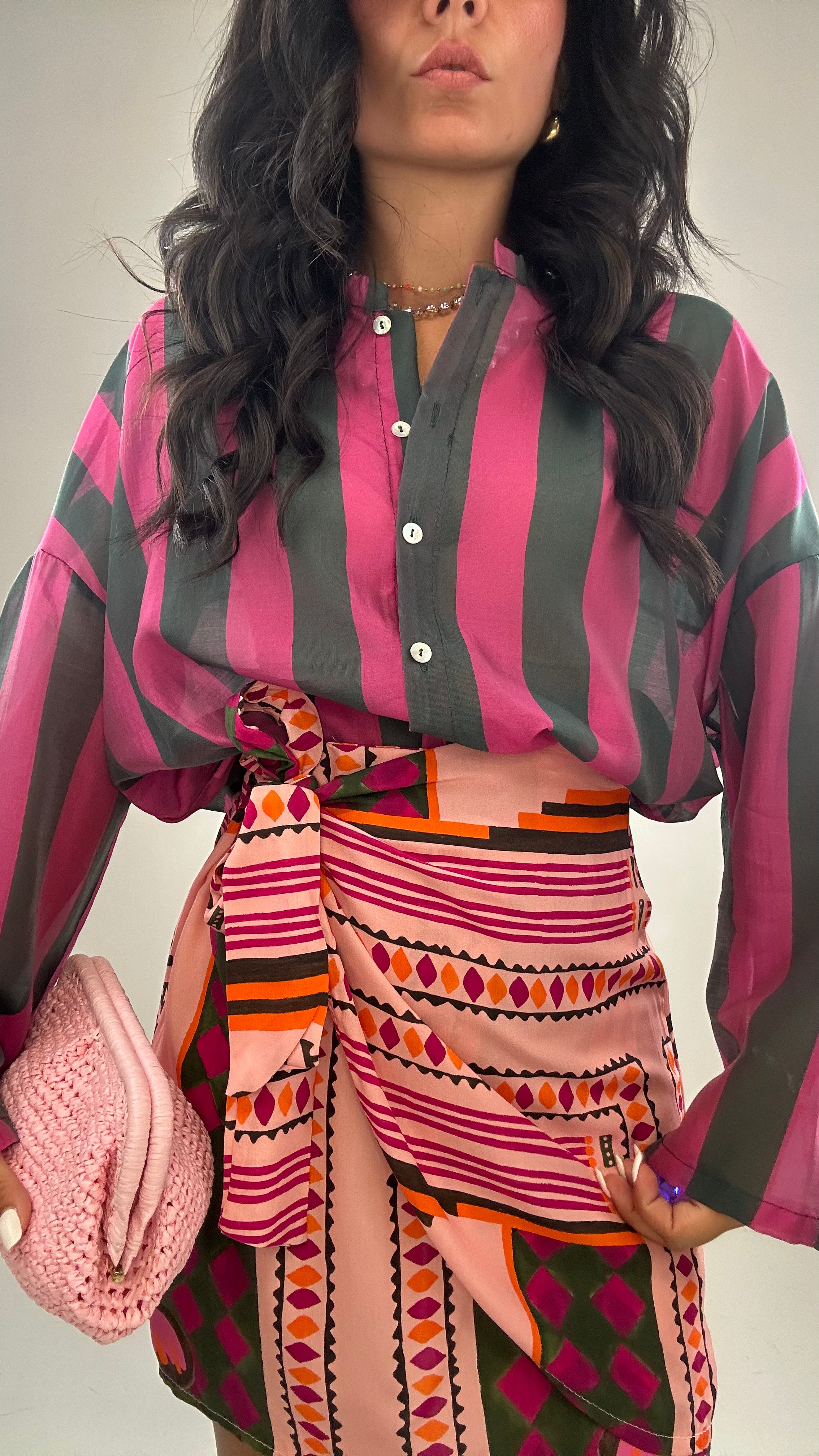 Coordinato GONNA PAREO CORTA - MAGENTA