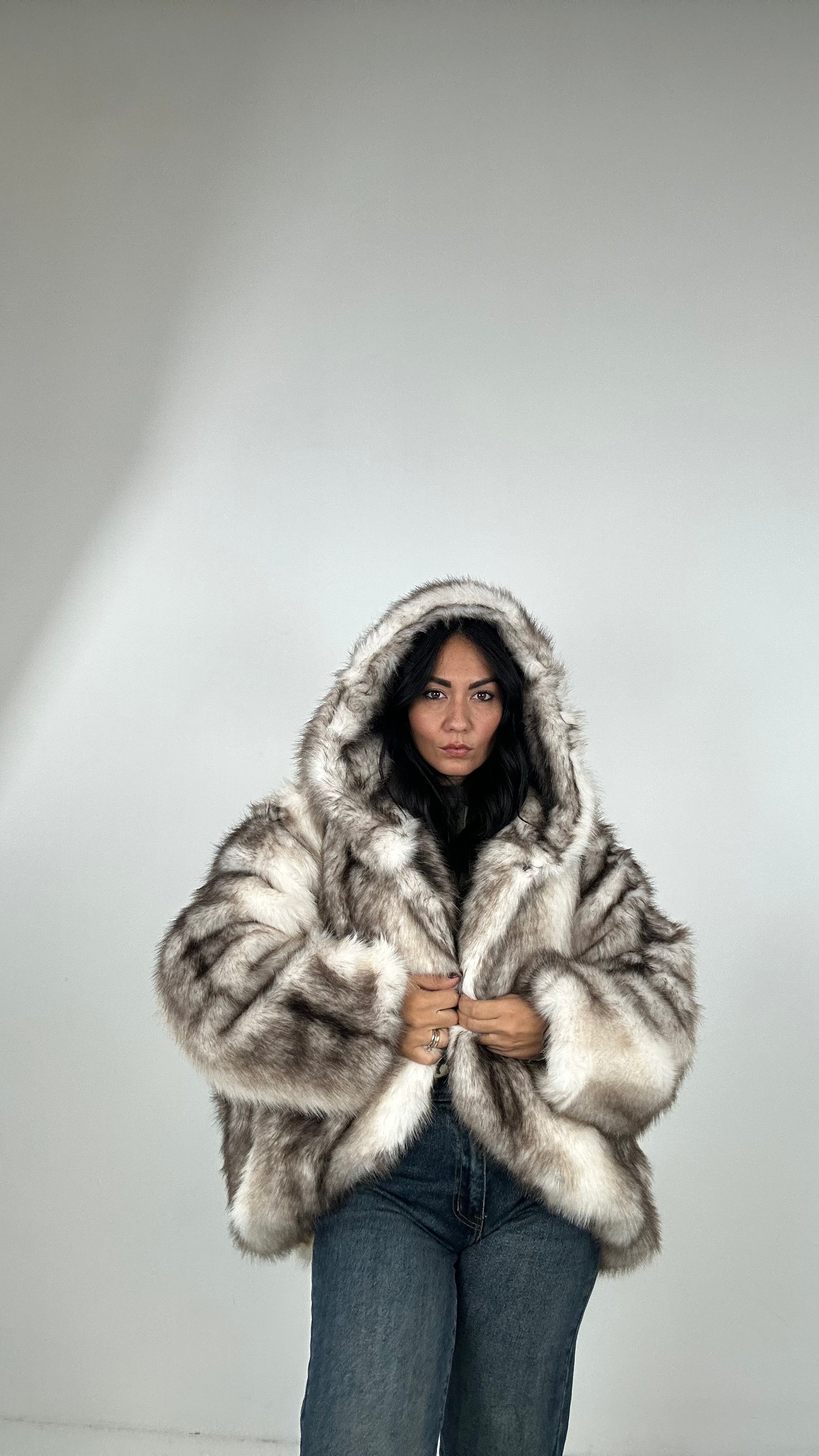 Ecopelliccia OUTSIDE - BIANCO-MARRONE