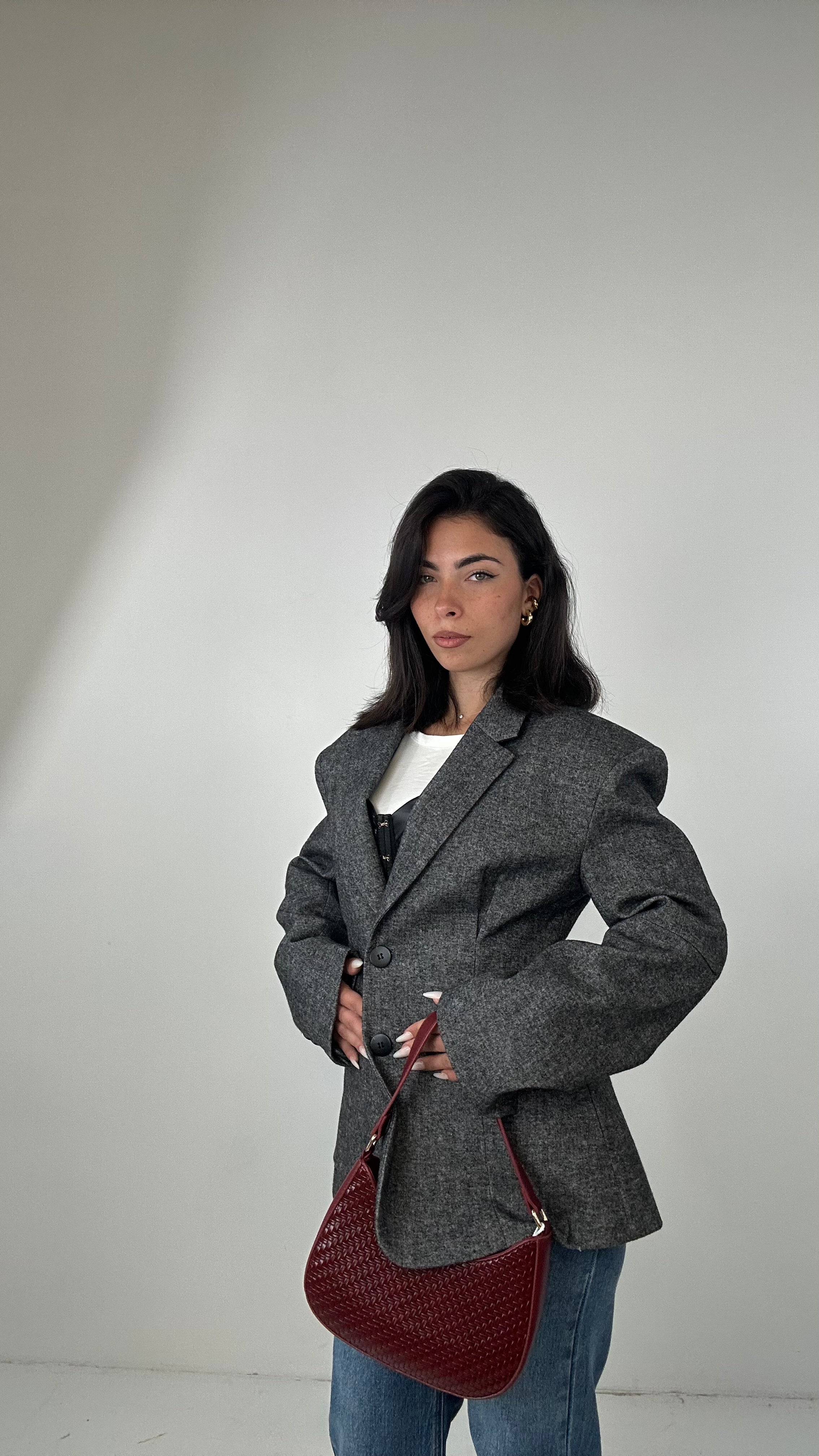 Blazer LUMINA IN PANNO SFIANCATA - GRIGIO