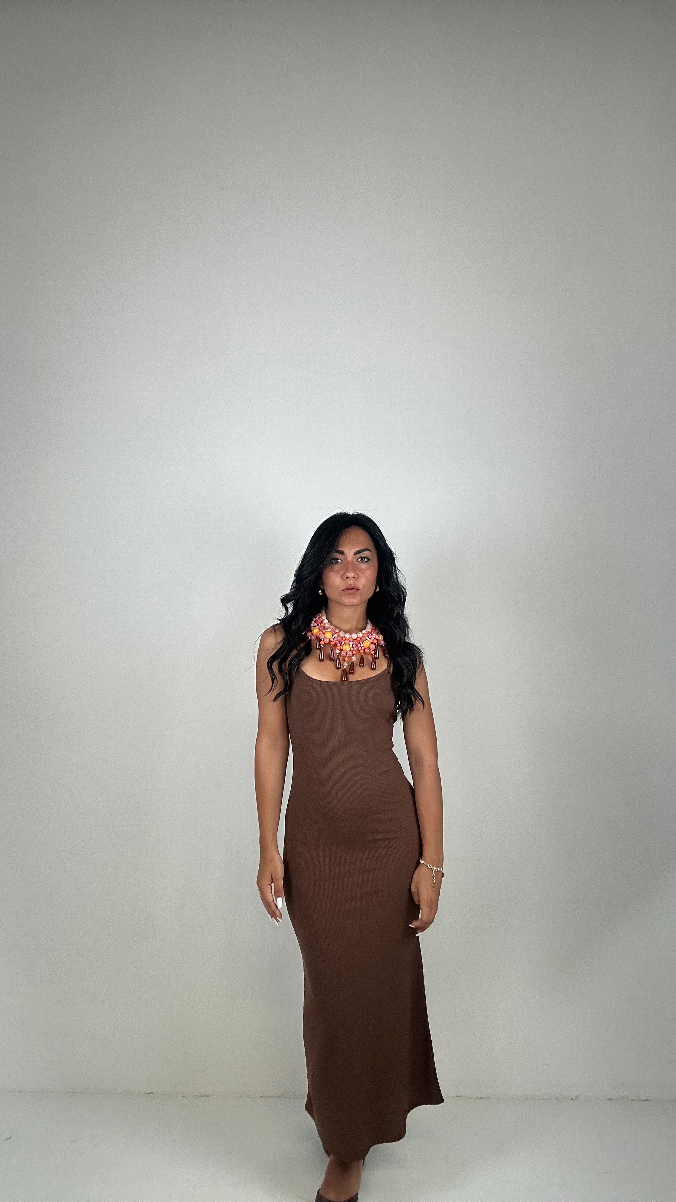 Vestito COSTINE INTRECCIO SUL RETRO - MARRONE