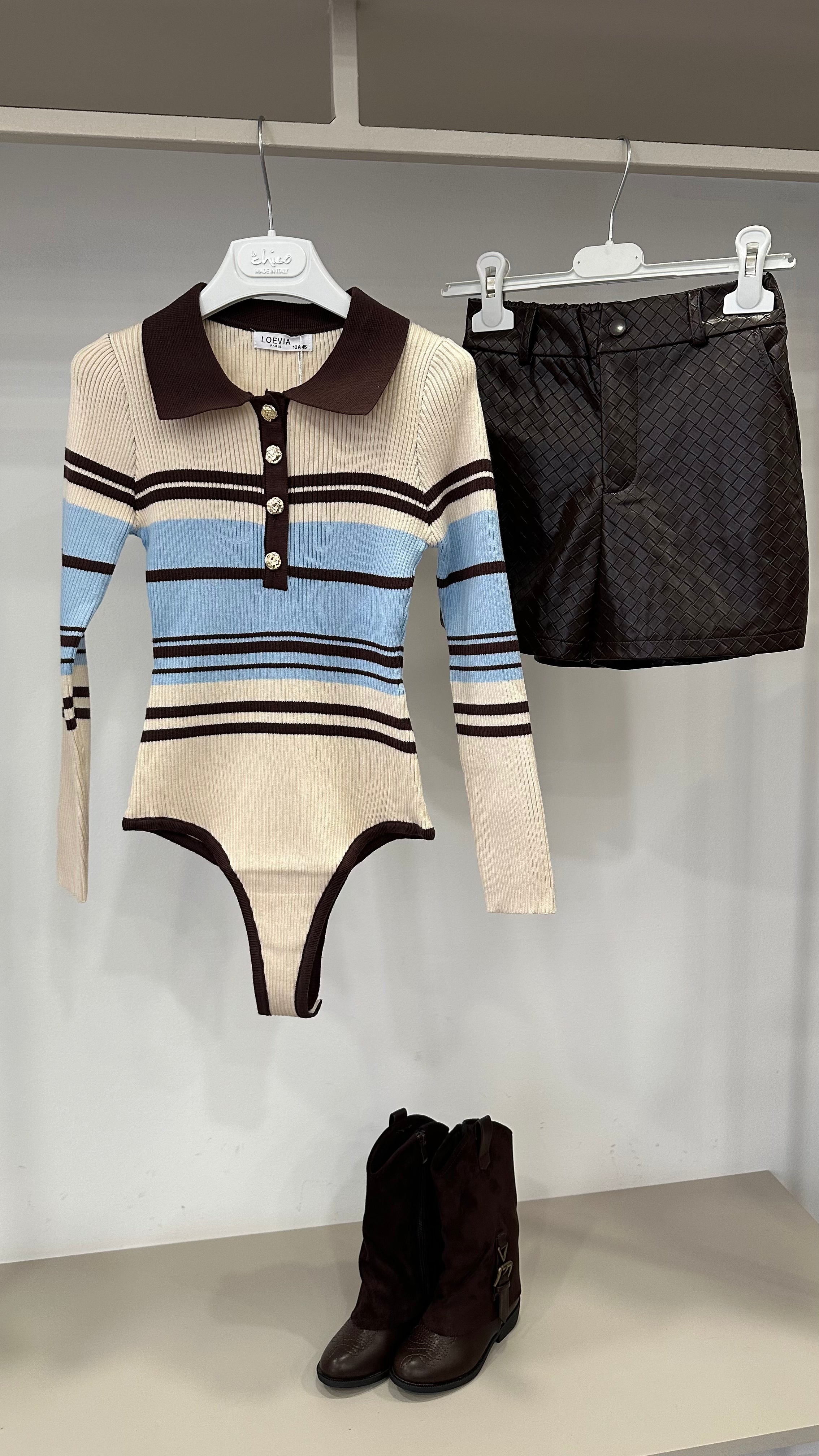 Short ECOPELLE INTRECCIO 4-14A - MARRONE