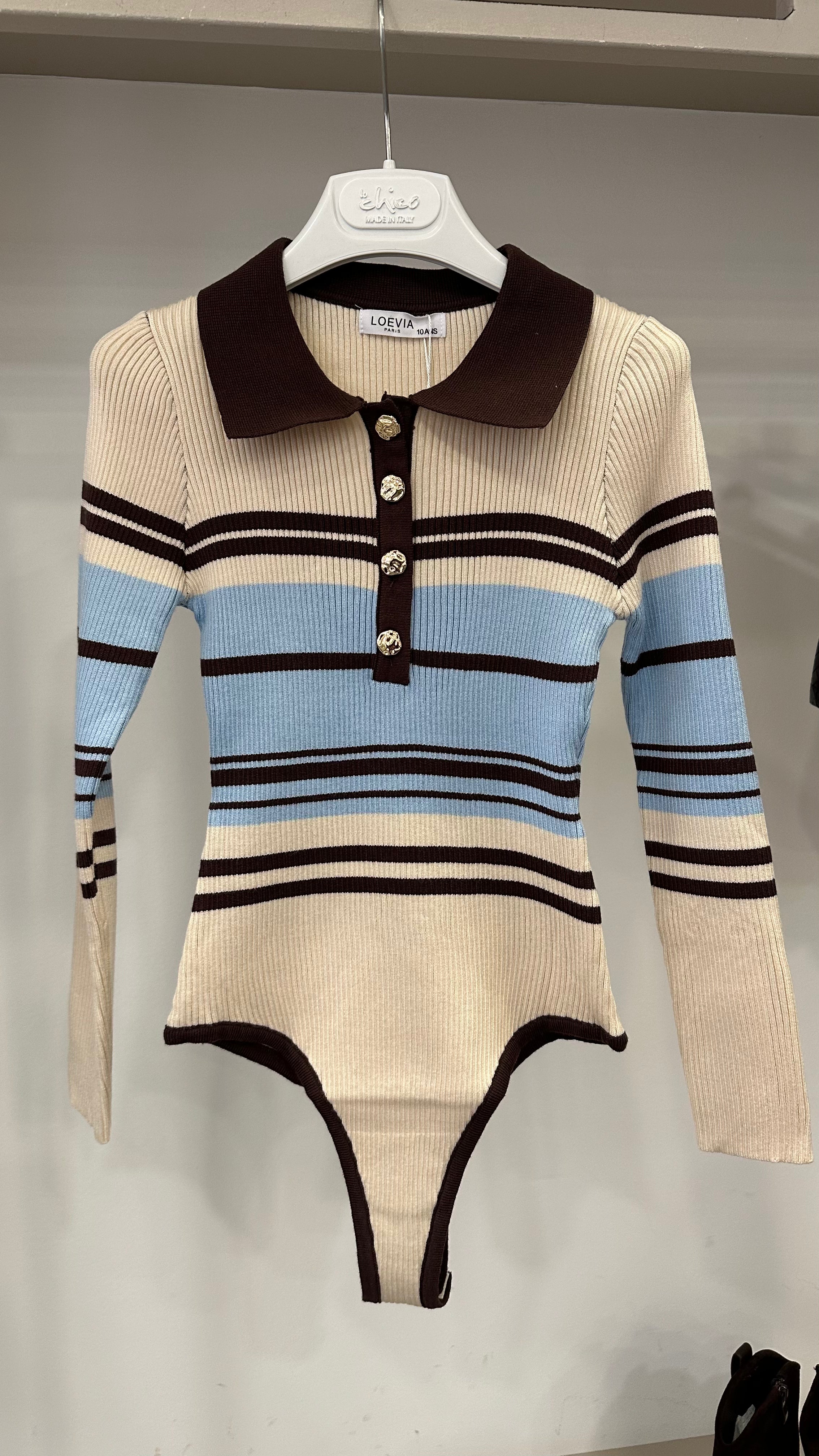 Body IN MAGLIA A RIGHE 4-14A - BEIGE