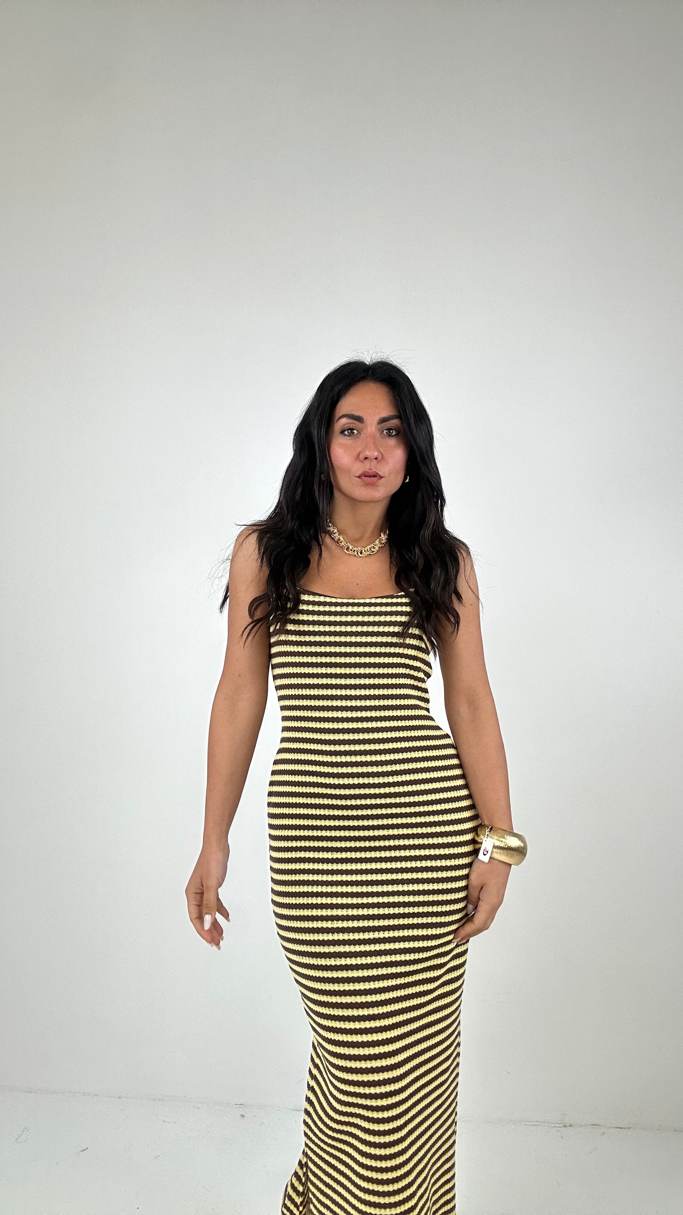 Vestito BREDELLE RIGHE - MARRONE