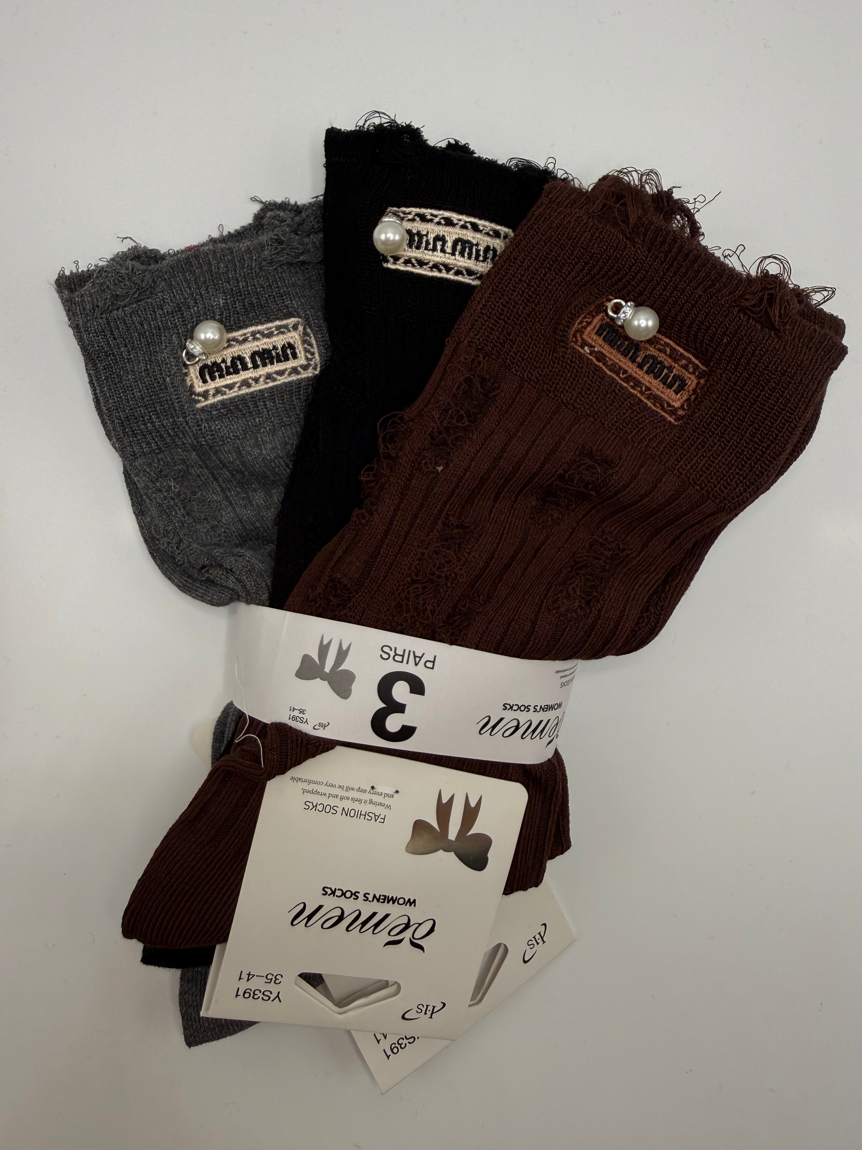 TRIS calze MIU - MARRONE