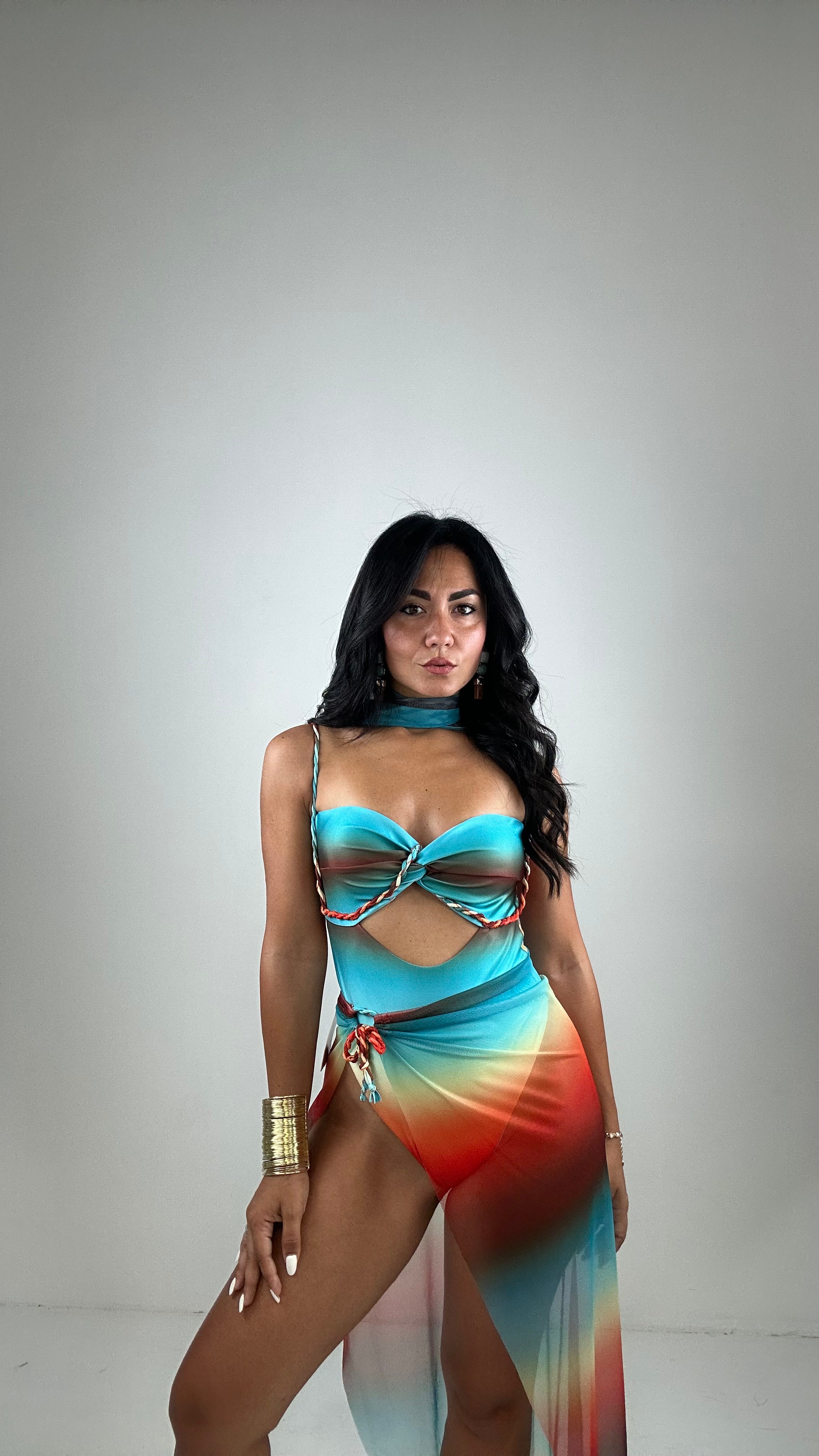 Monokini ARCOBALENO CON PAREO - TIFFANY
