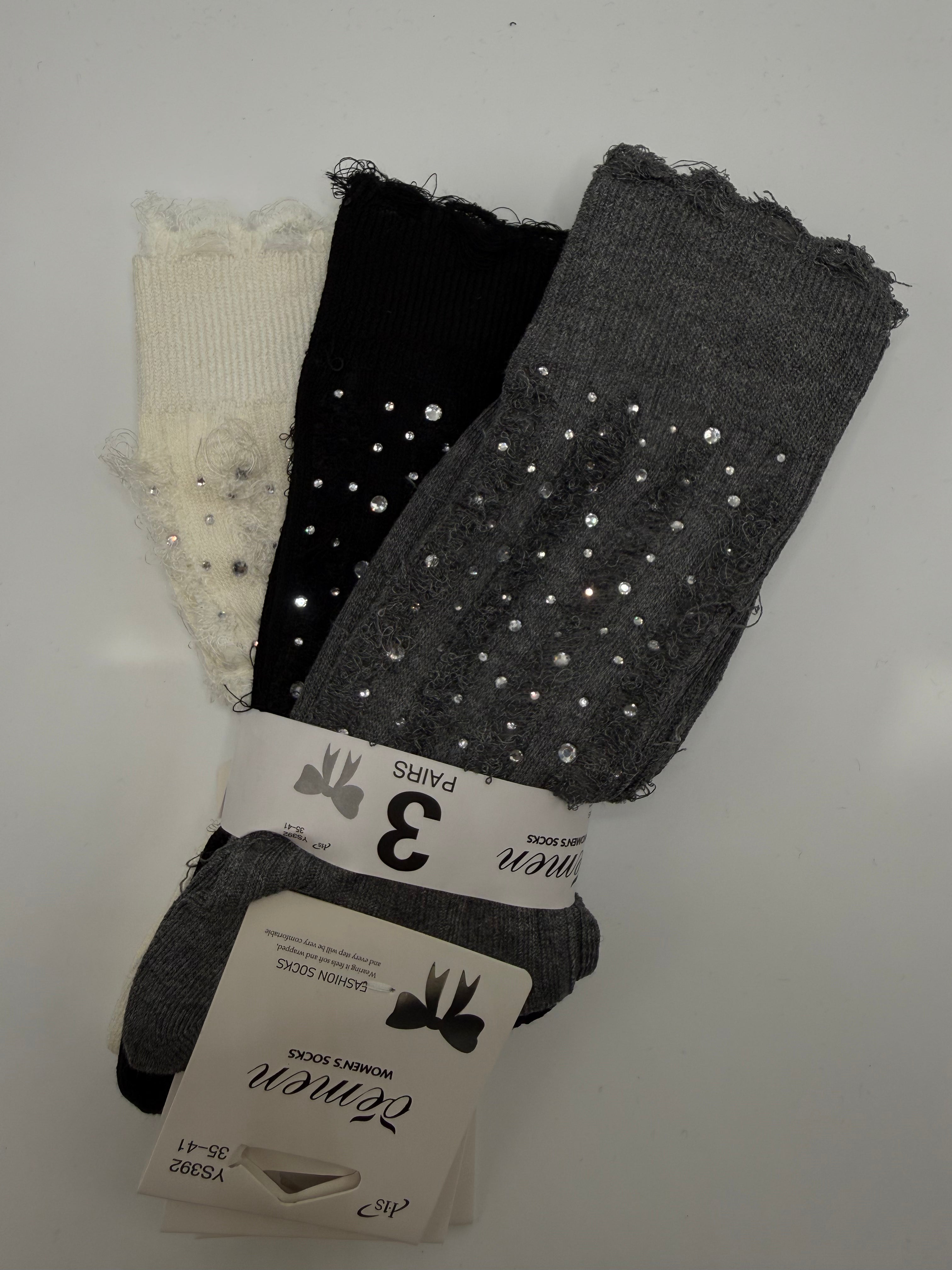 Tris CALZE STRASS - GRIGIO