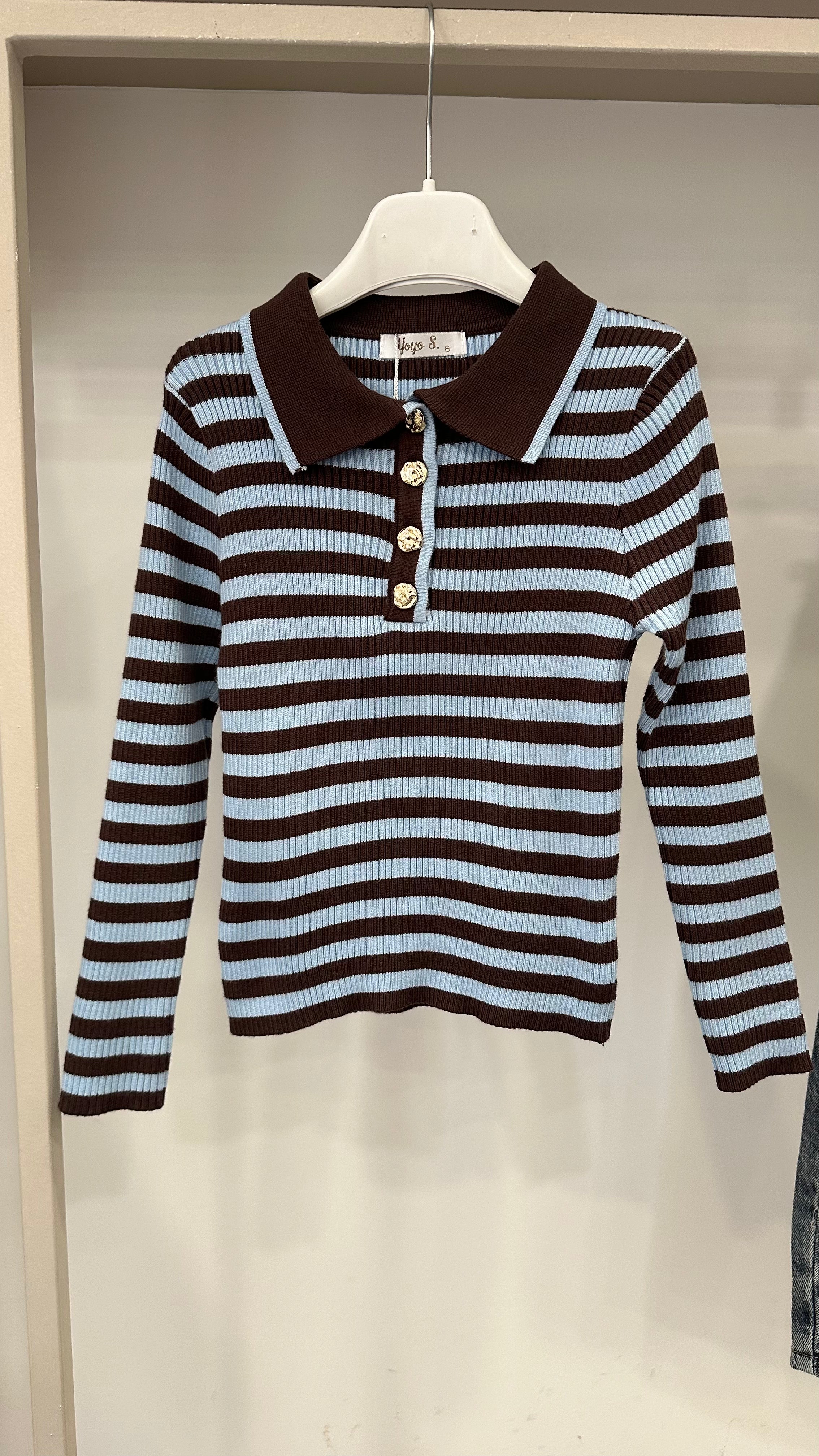 Pull IN MAGLIA RIGHE COSTINE 4-14A - AZZURRO