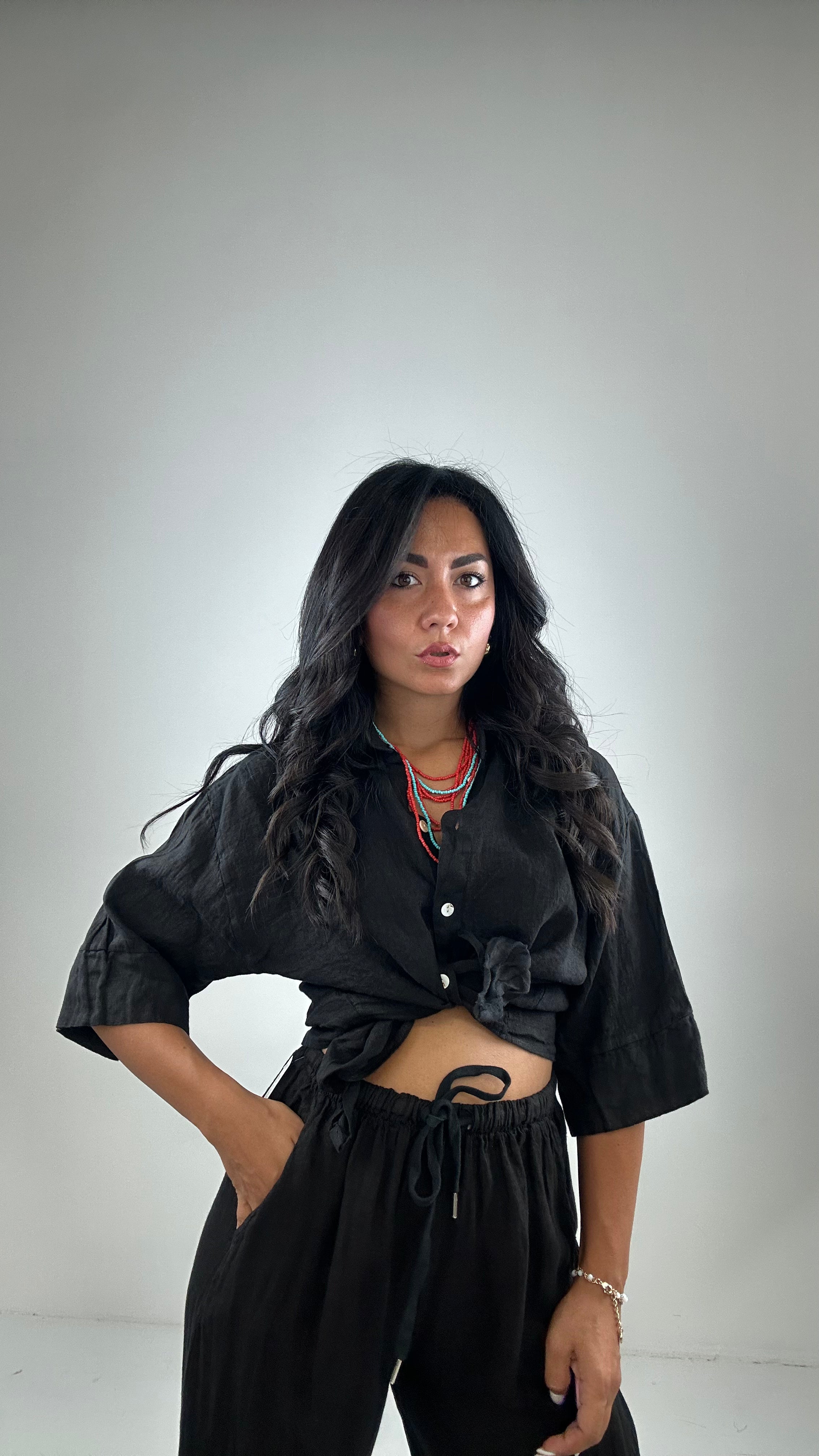 Camicia 100% LINO - NERO