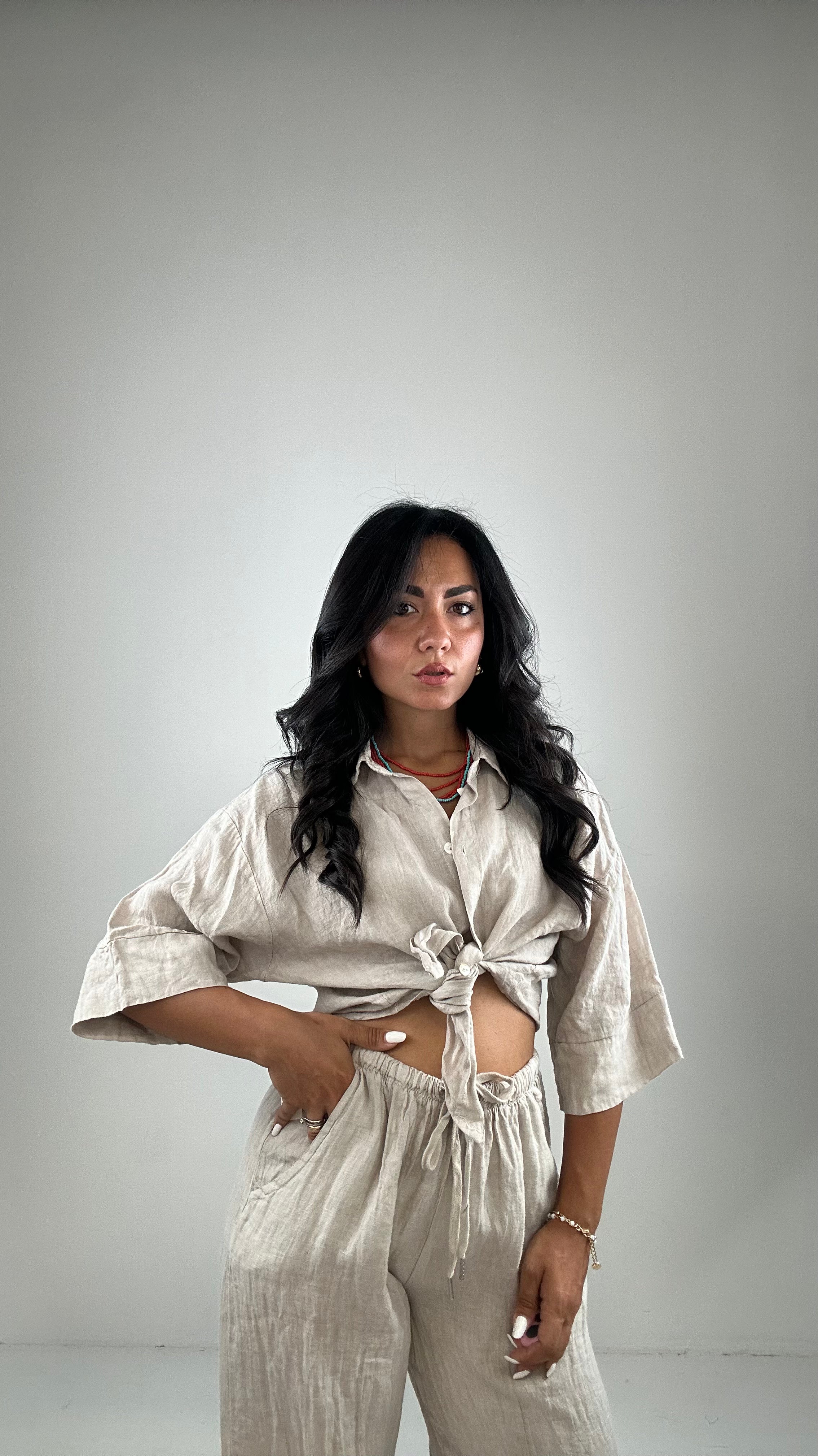 Camicia 100% LINO - BEIGE