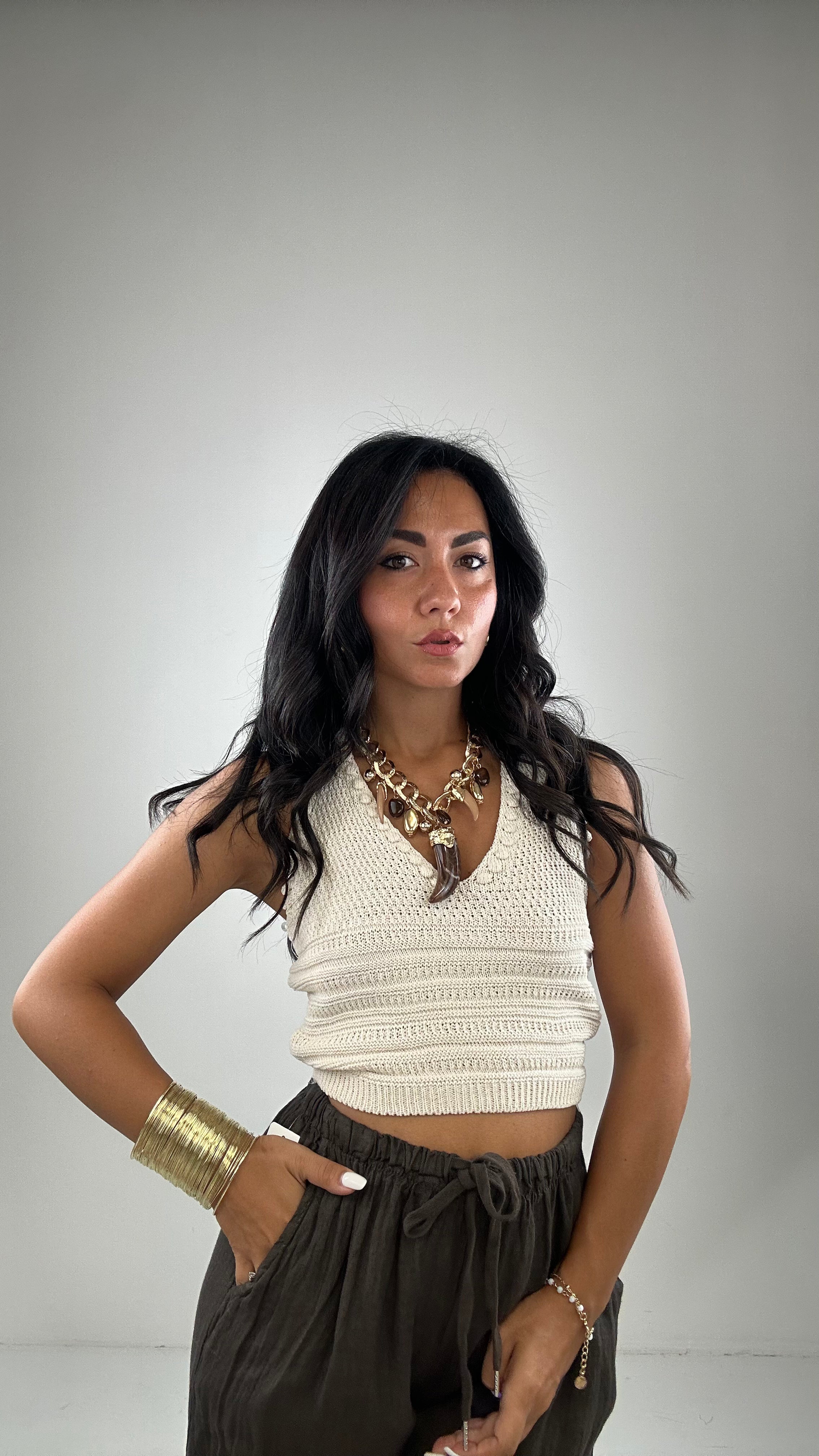 Top MAGLIA IBIZA - CREMA