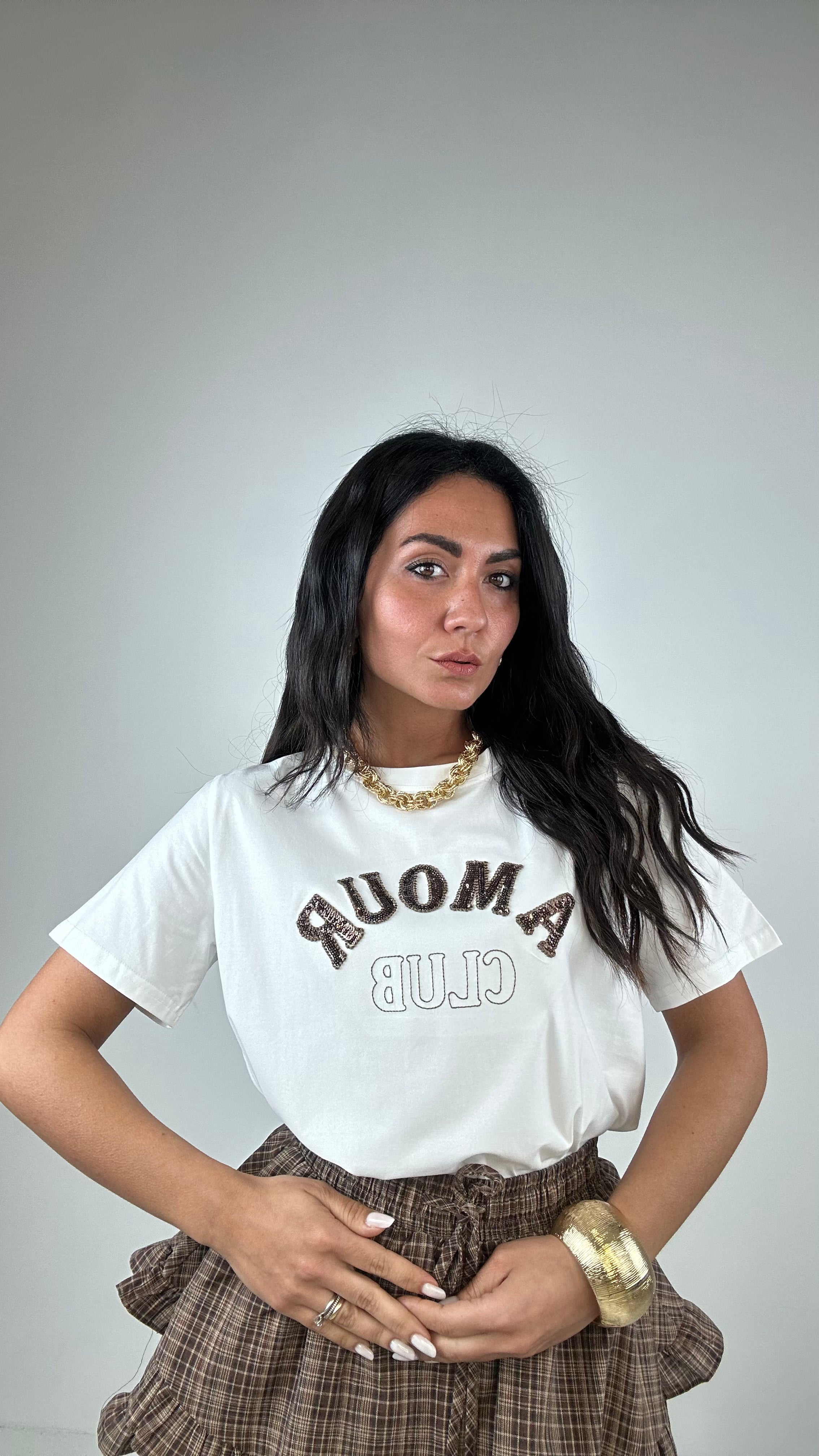T-shirt AMOUR CLUB - BIANCO