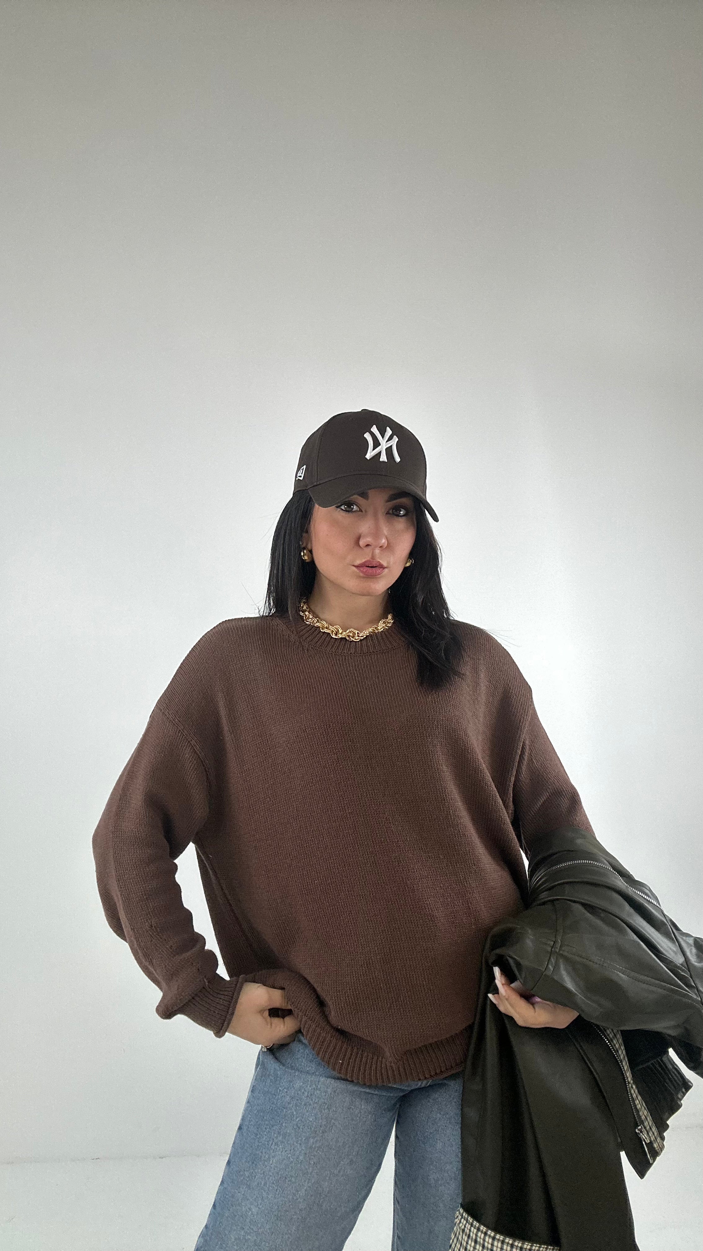 Pull SPRING BASIC - MARRONE