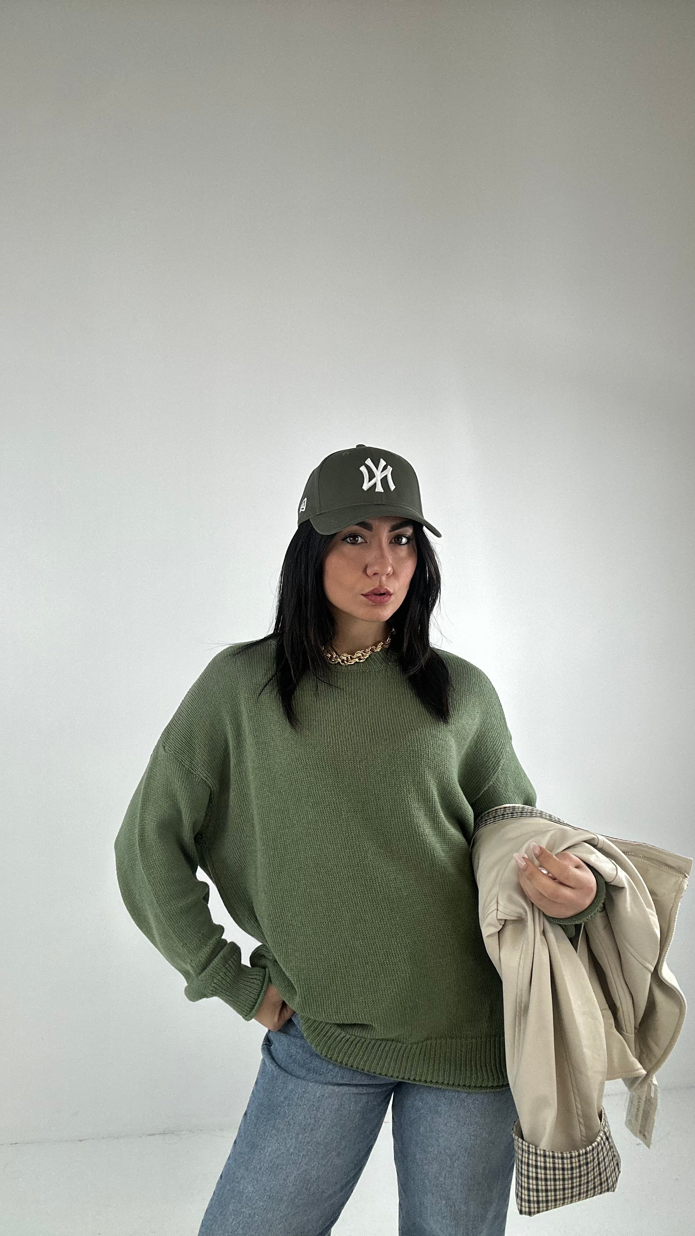 Pull SPRING BASIC - VERDE MILITARE