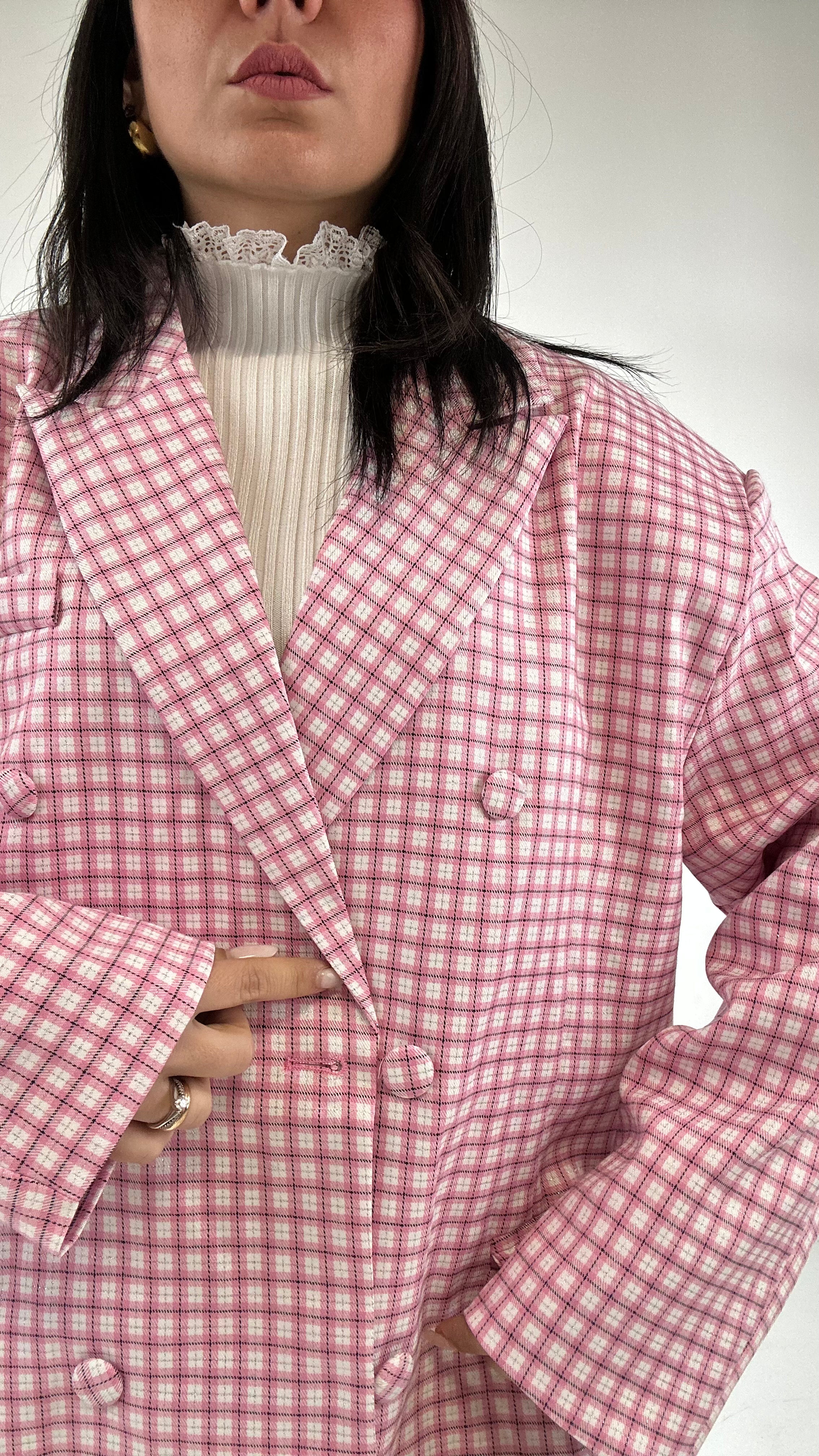 Blazer OVER QUADRETTINI LUX - ROSA