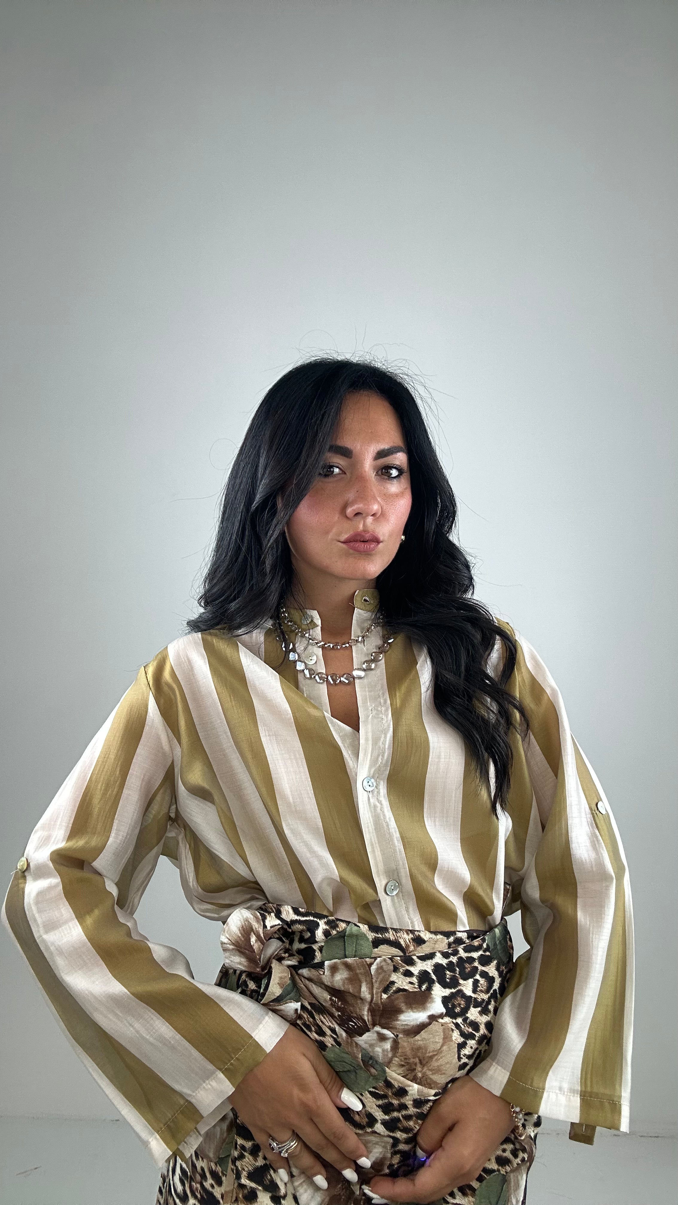 Camicia A RIGHE - VERDE