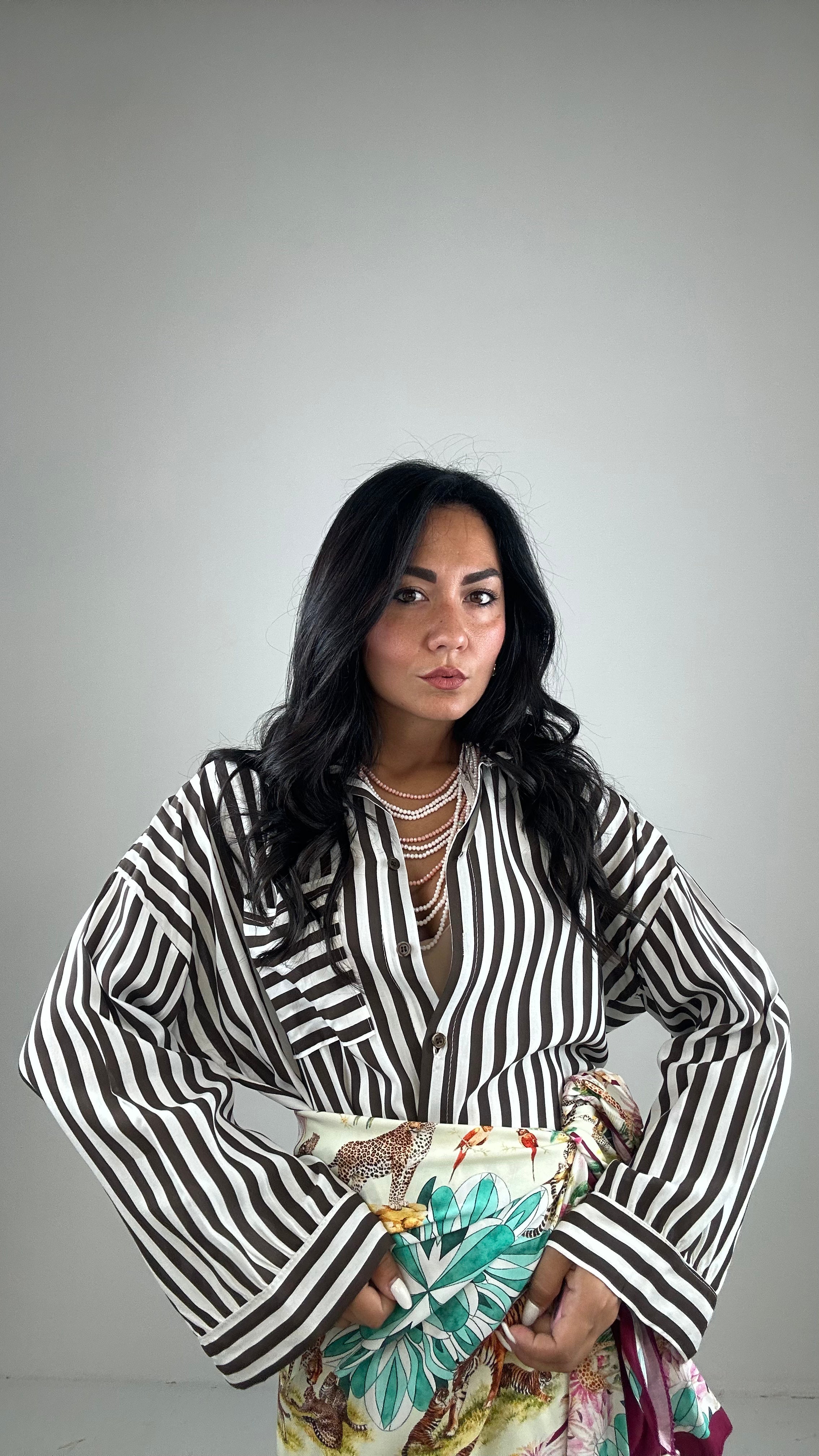 Camicia RIGHE LEGGERA - MARRONE