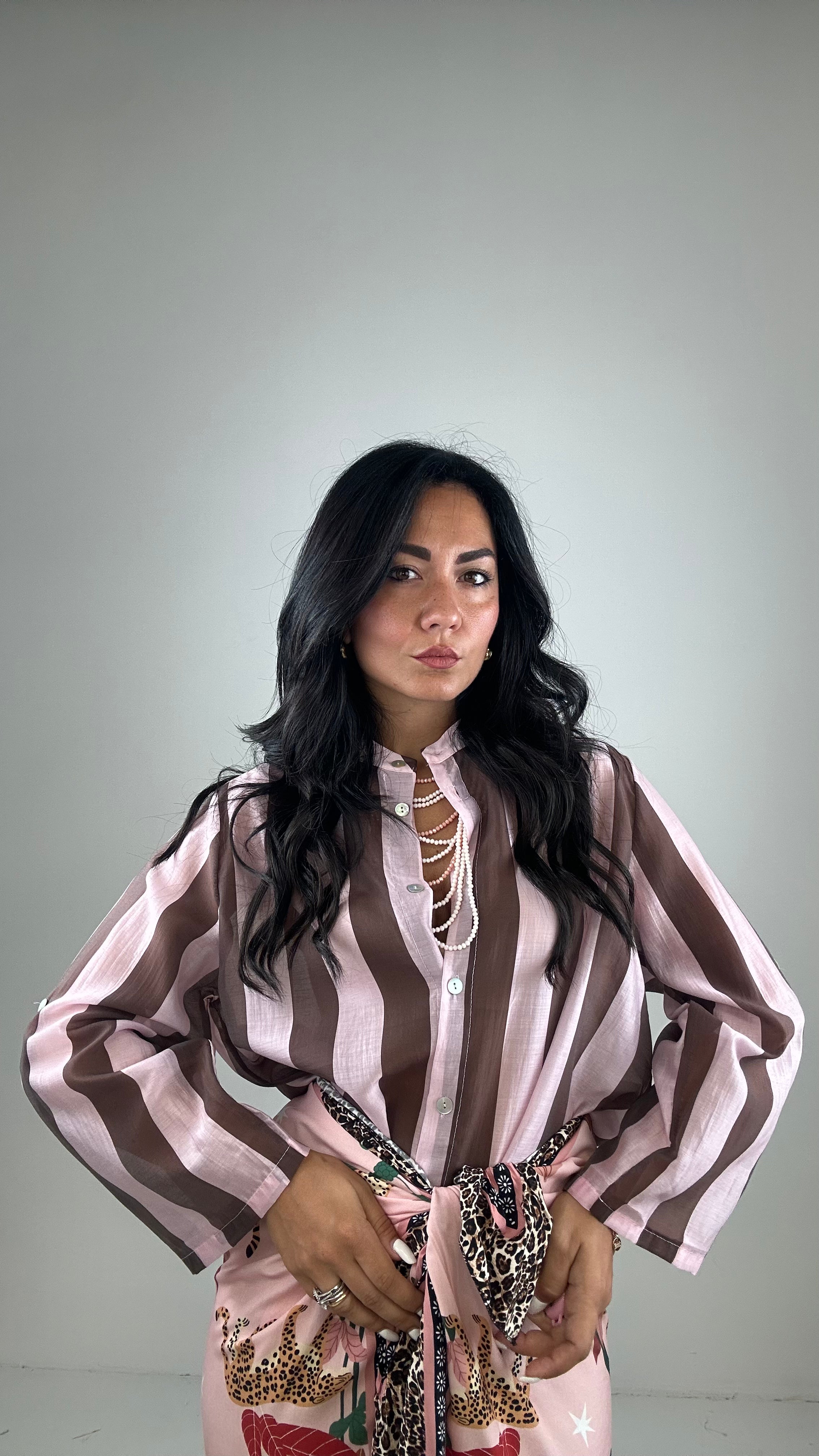 Camicia A RIGHE - ROSA