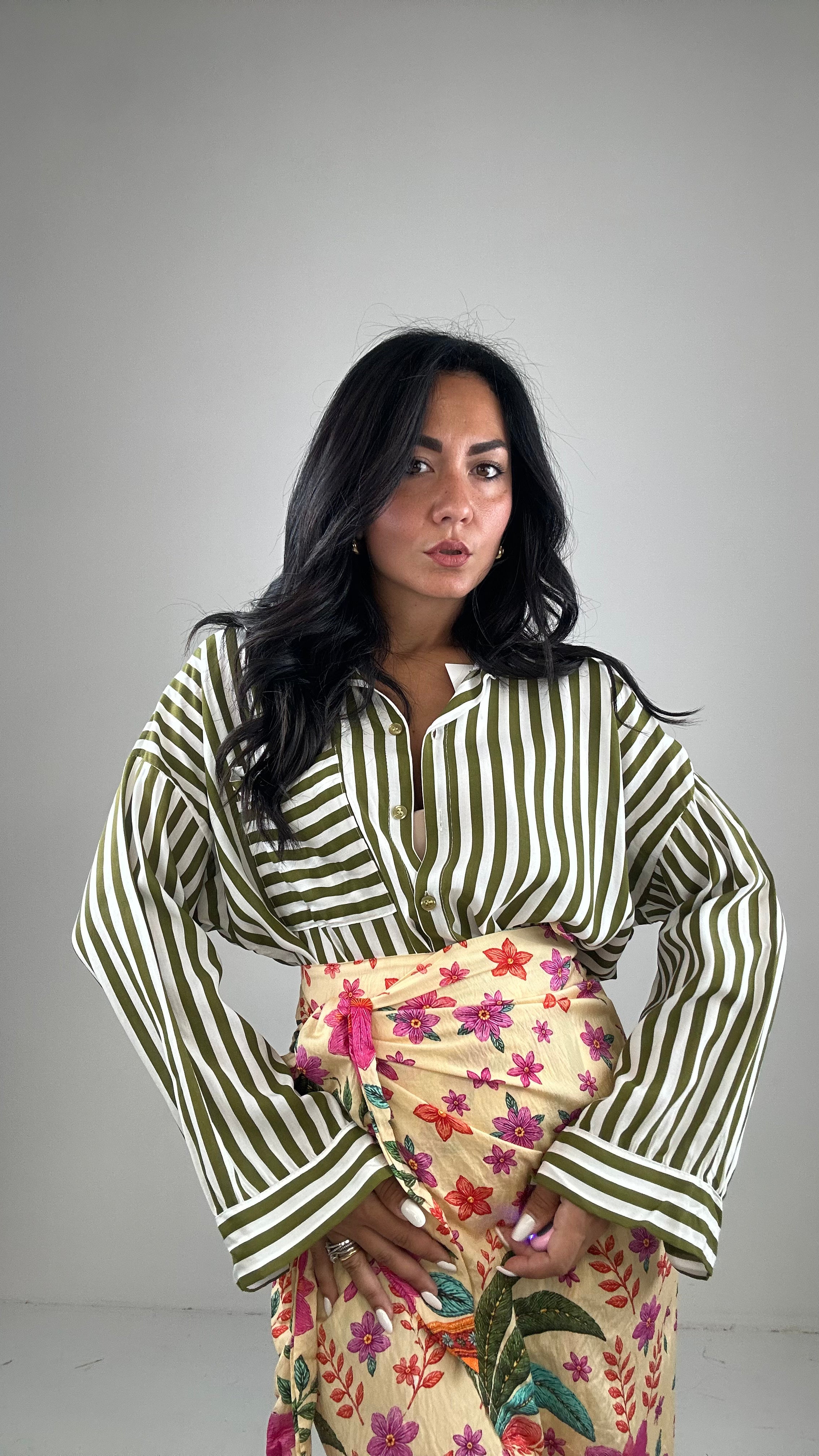 Camicia RIGHE LEGGERA - VERDE MILITARE