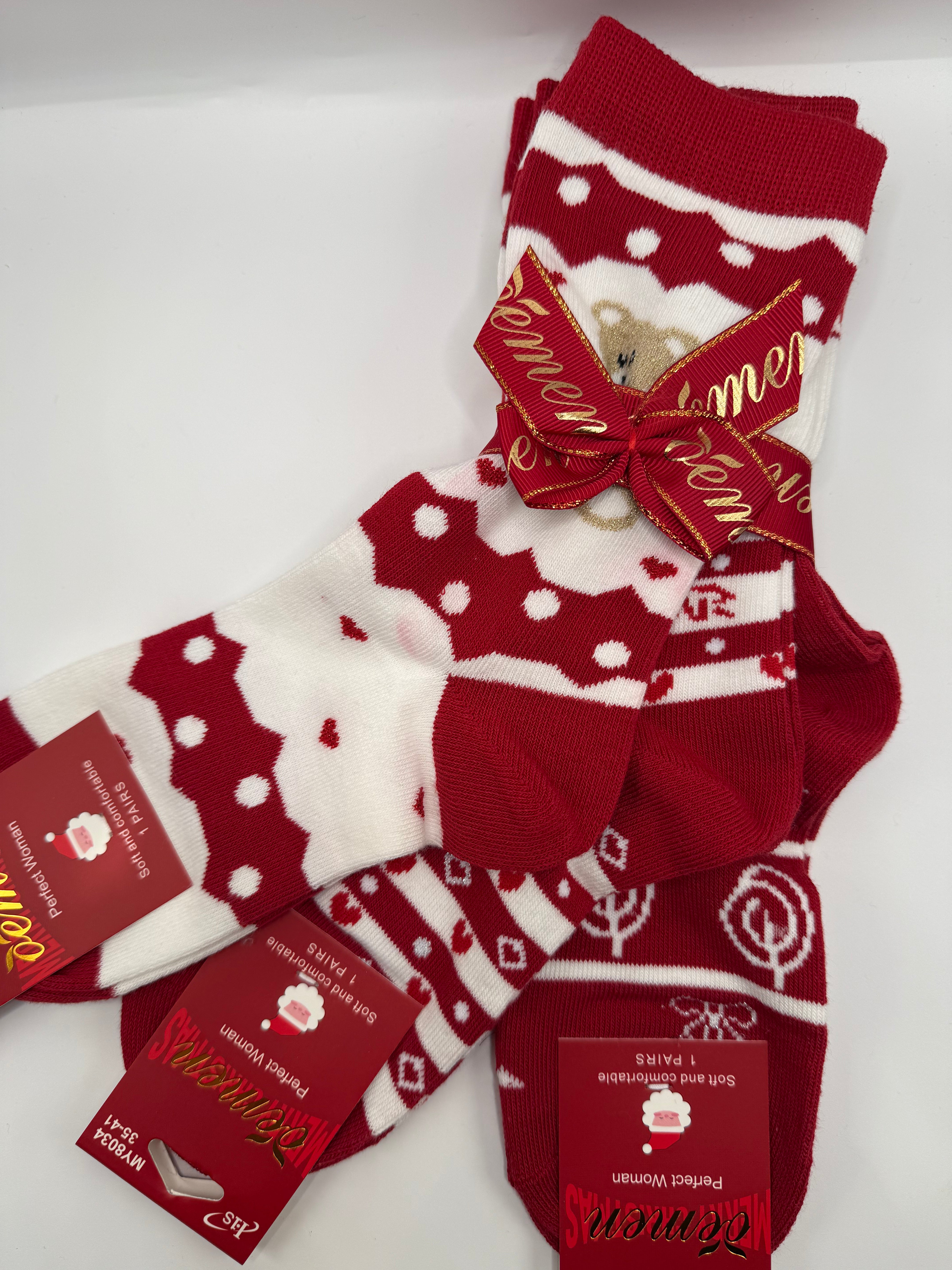 Tris CALZA ORSO NATALE - BIANCO