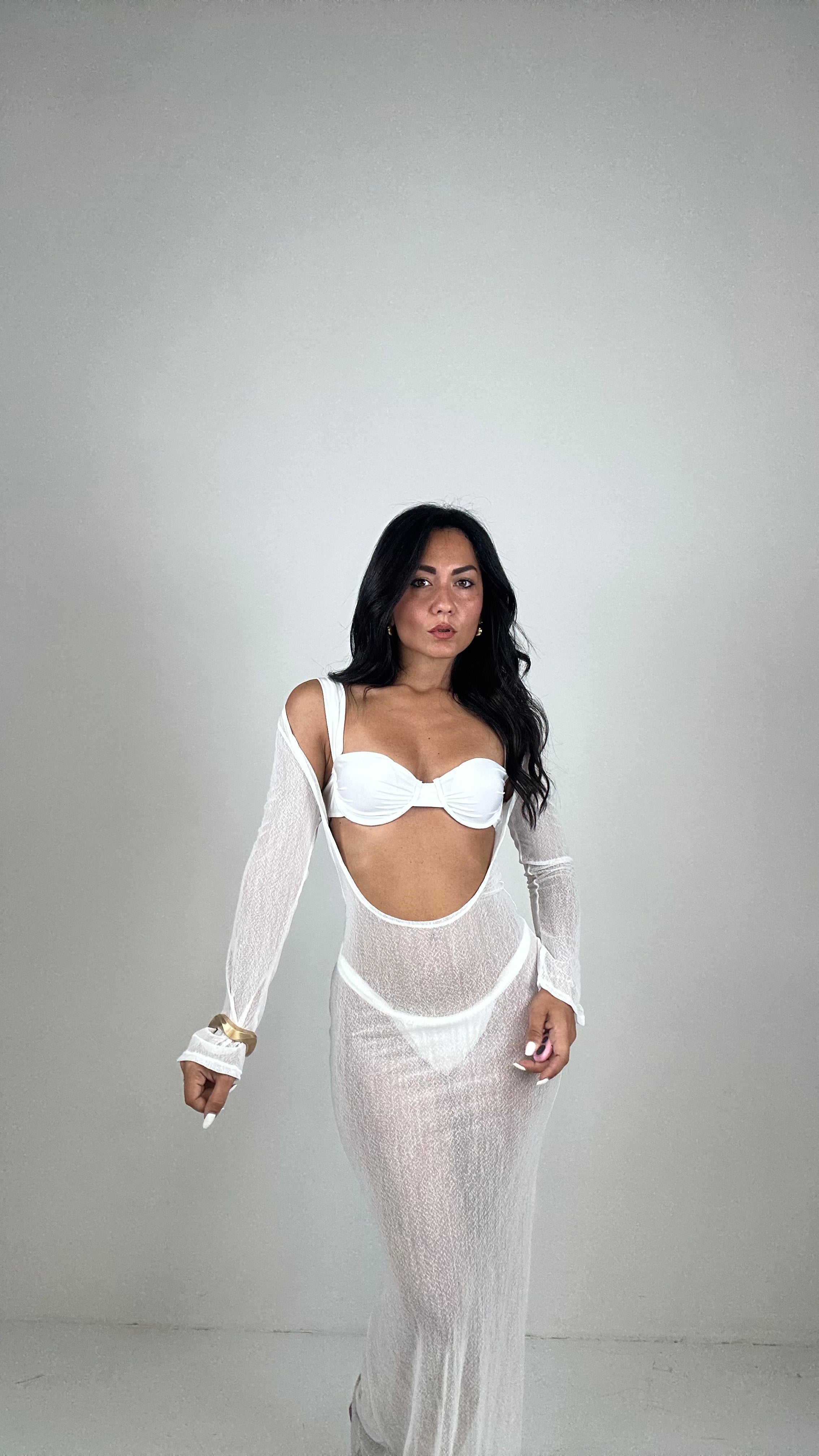 bikini CON COPRI IN VELO - BIANCO