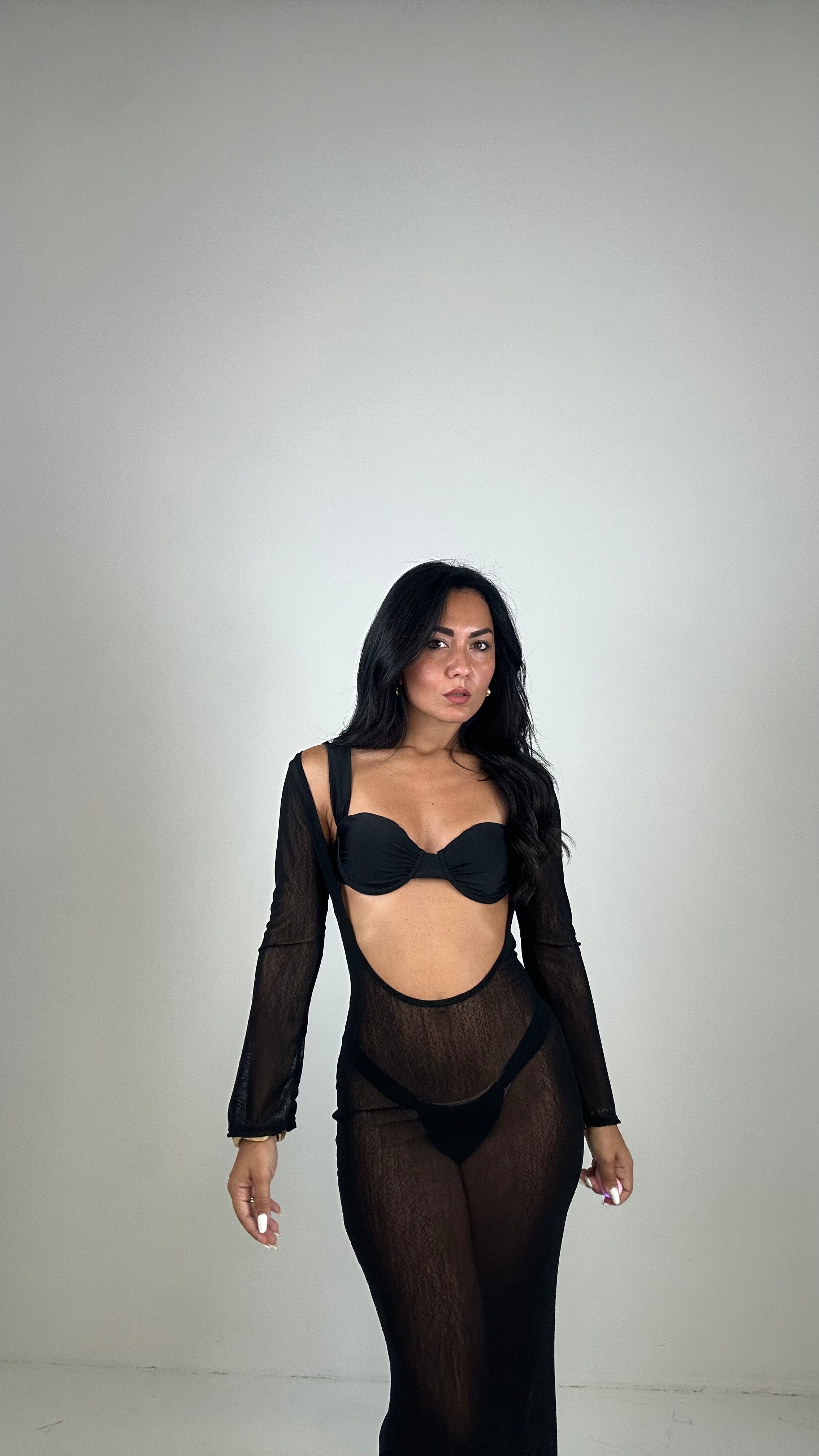 bikini CON COPRI IN VELO - NERO