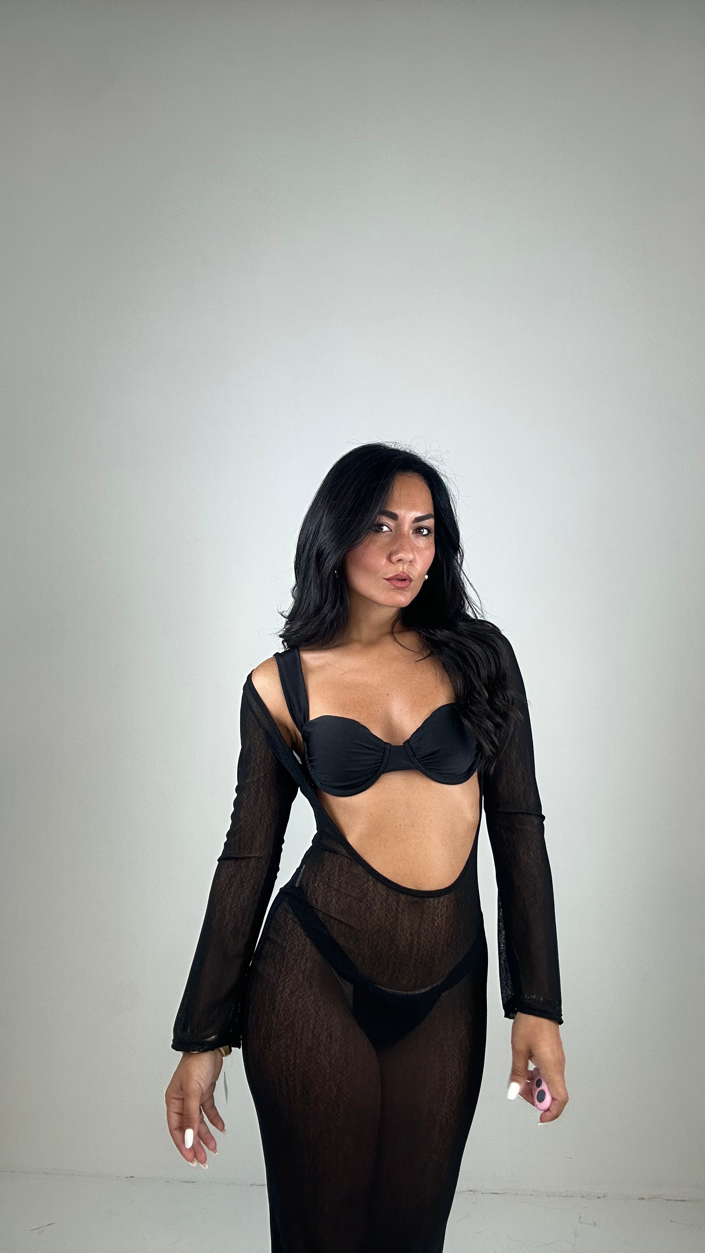 bikini CON COPRI IN VELO - NERO