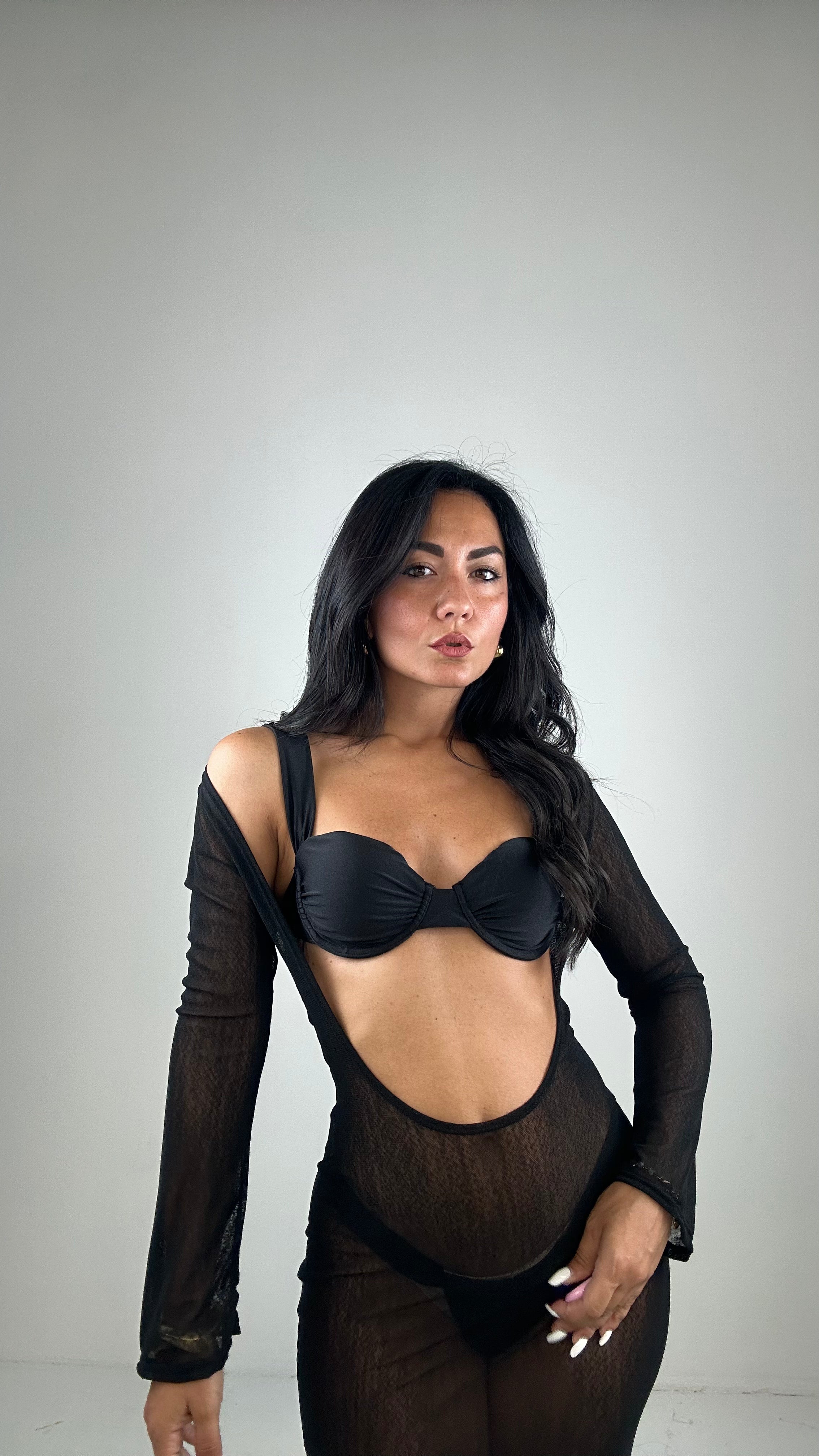 bikini CON COPRI IN VELO - NERO