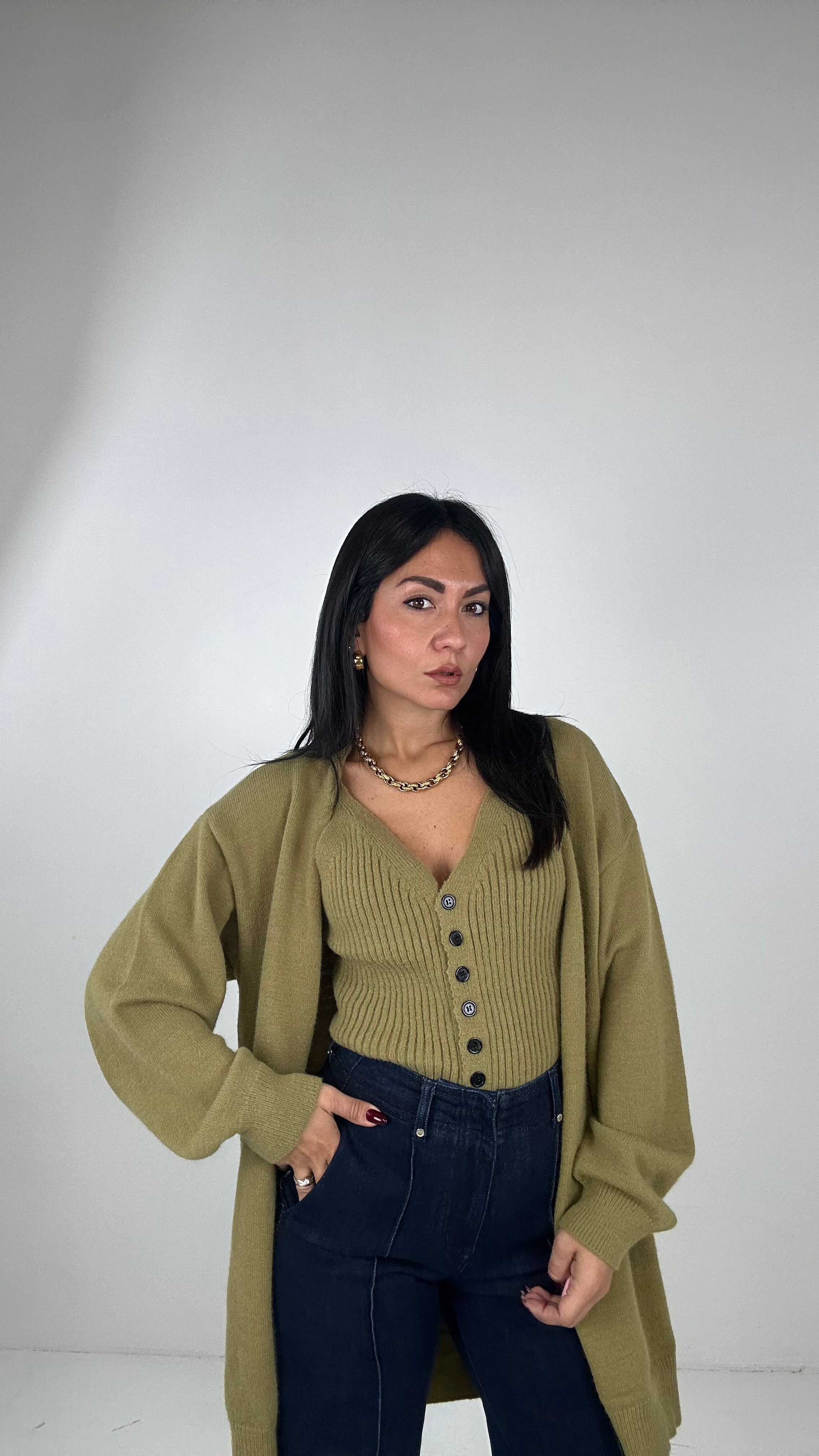 Twinset CARDIGAN E TOP - VERDE