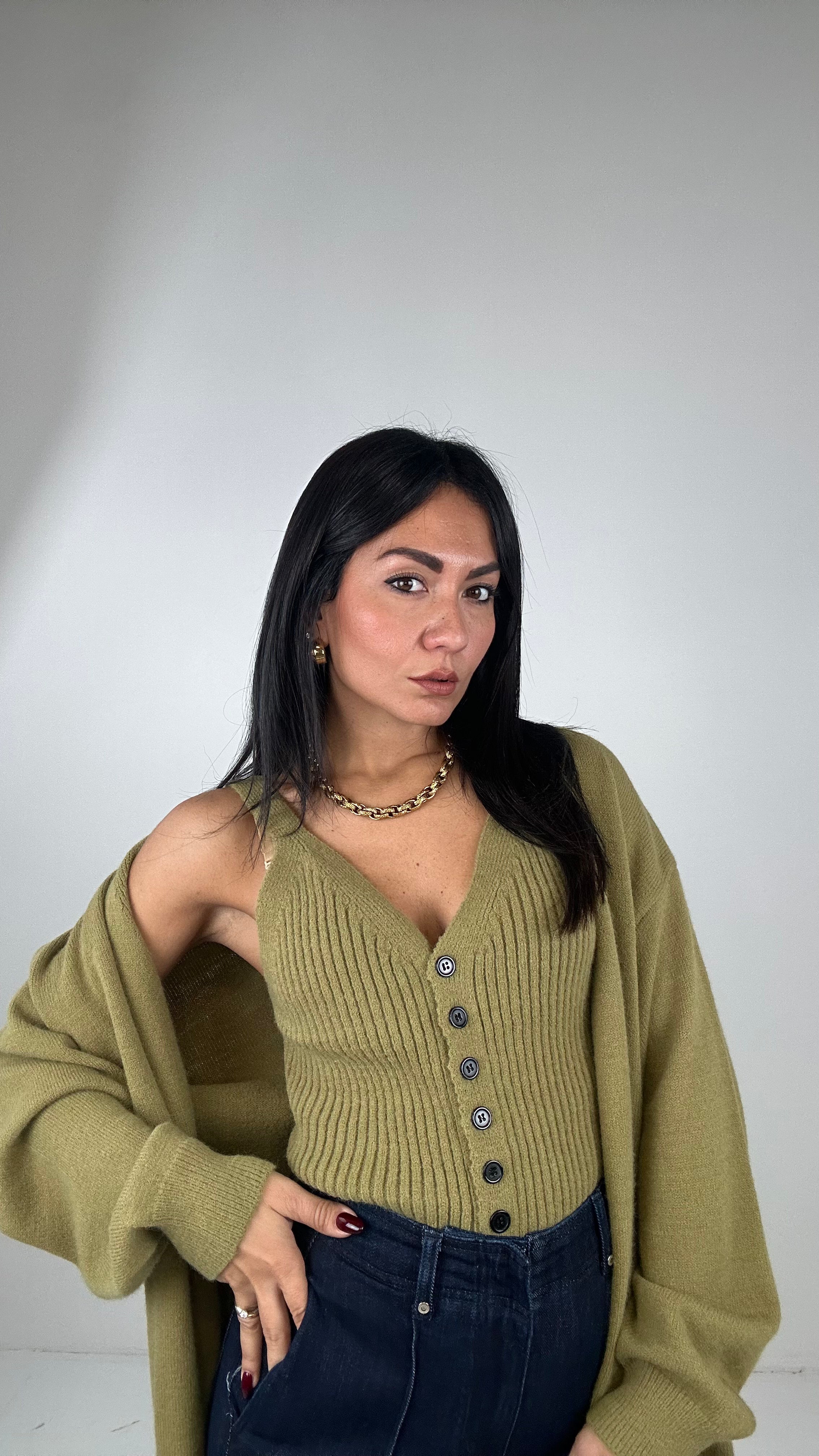 Twinset CARDIGAN E TOP - VERDE