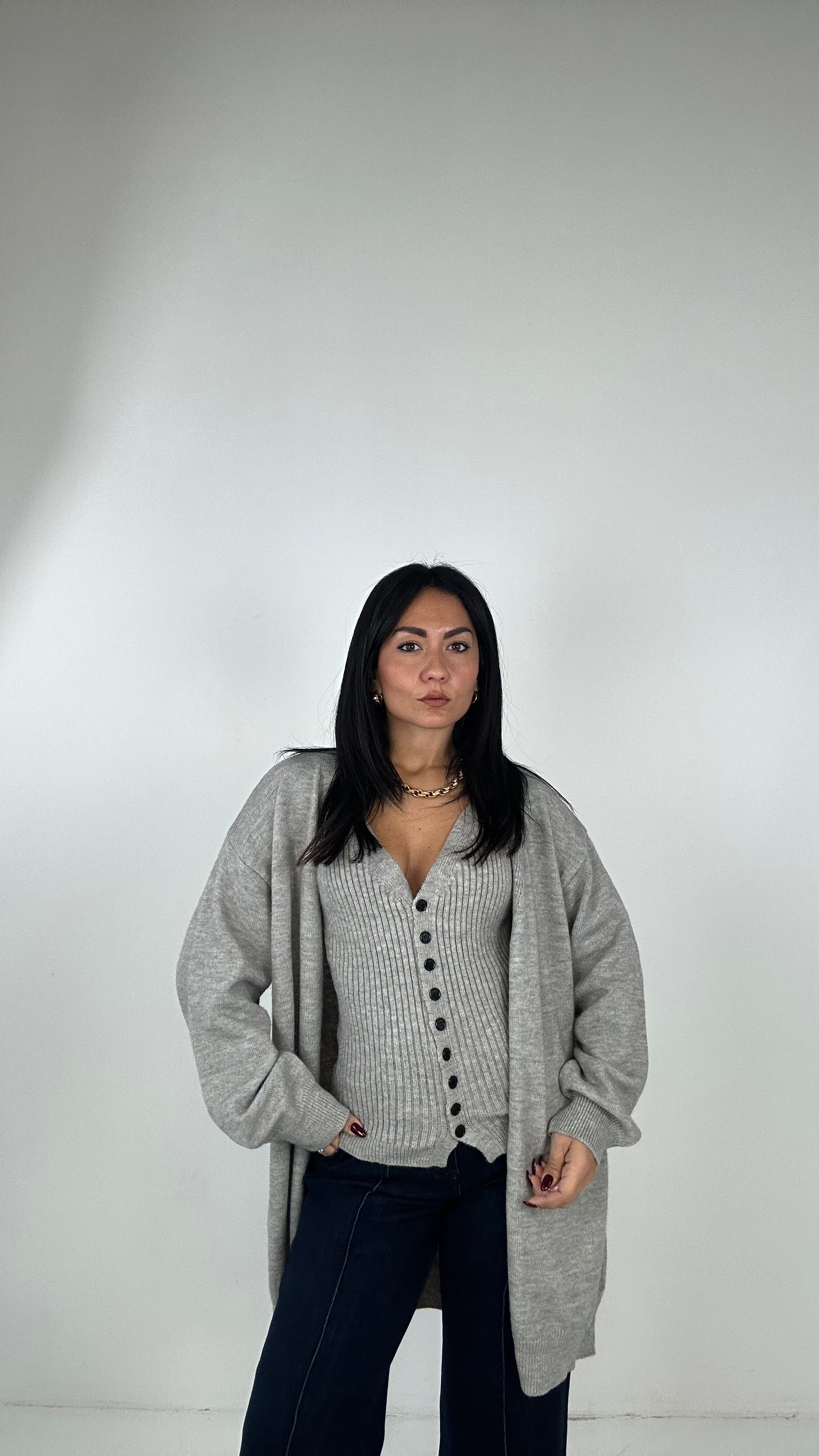 Twinset CARDIGAN E TOP - GRIGIO