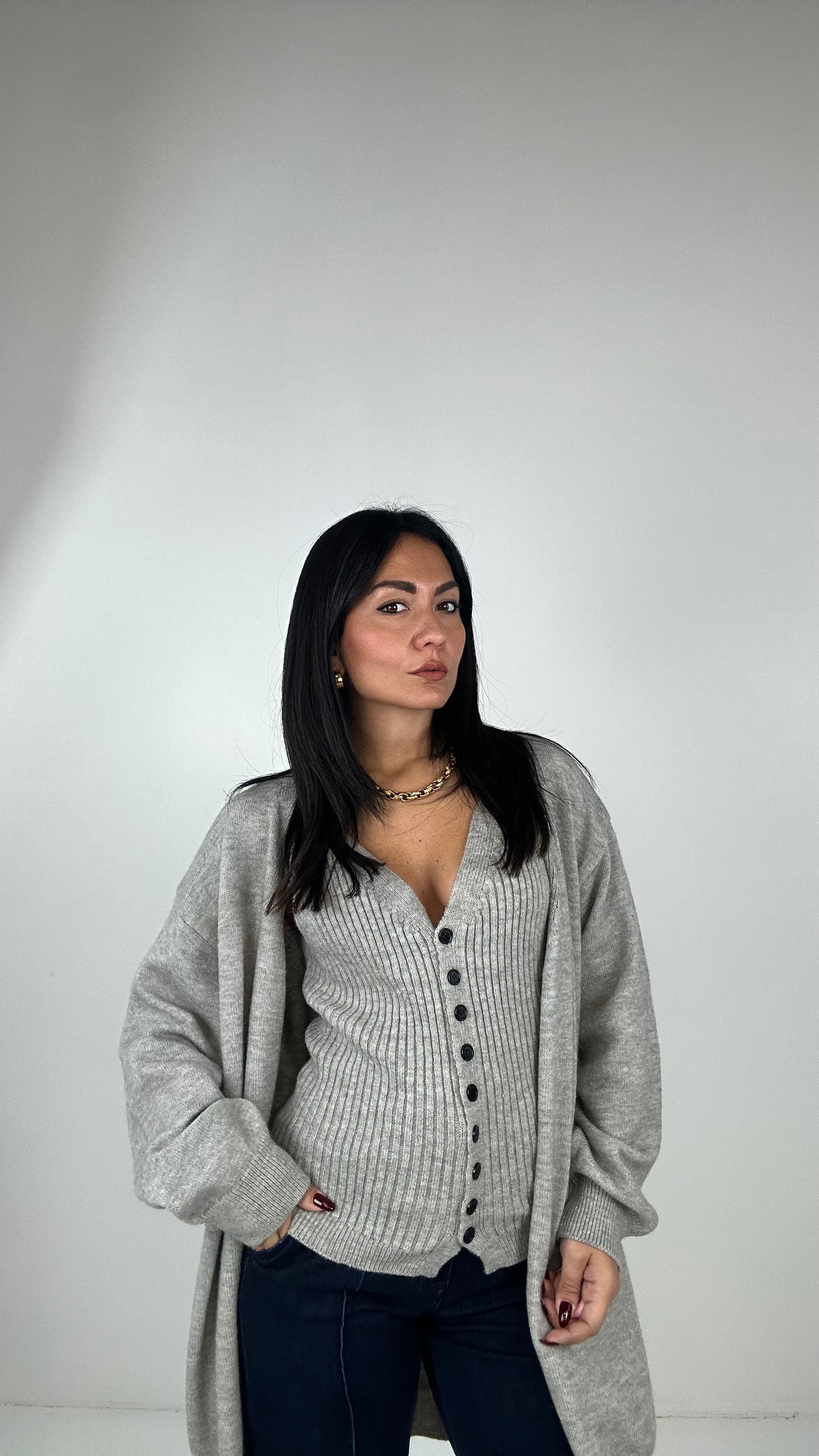 Twinset CARDIGAN E TOP - GRIGIO