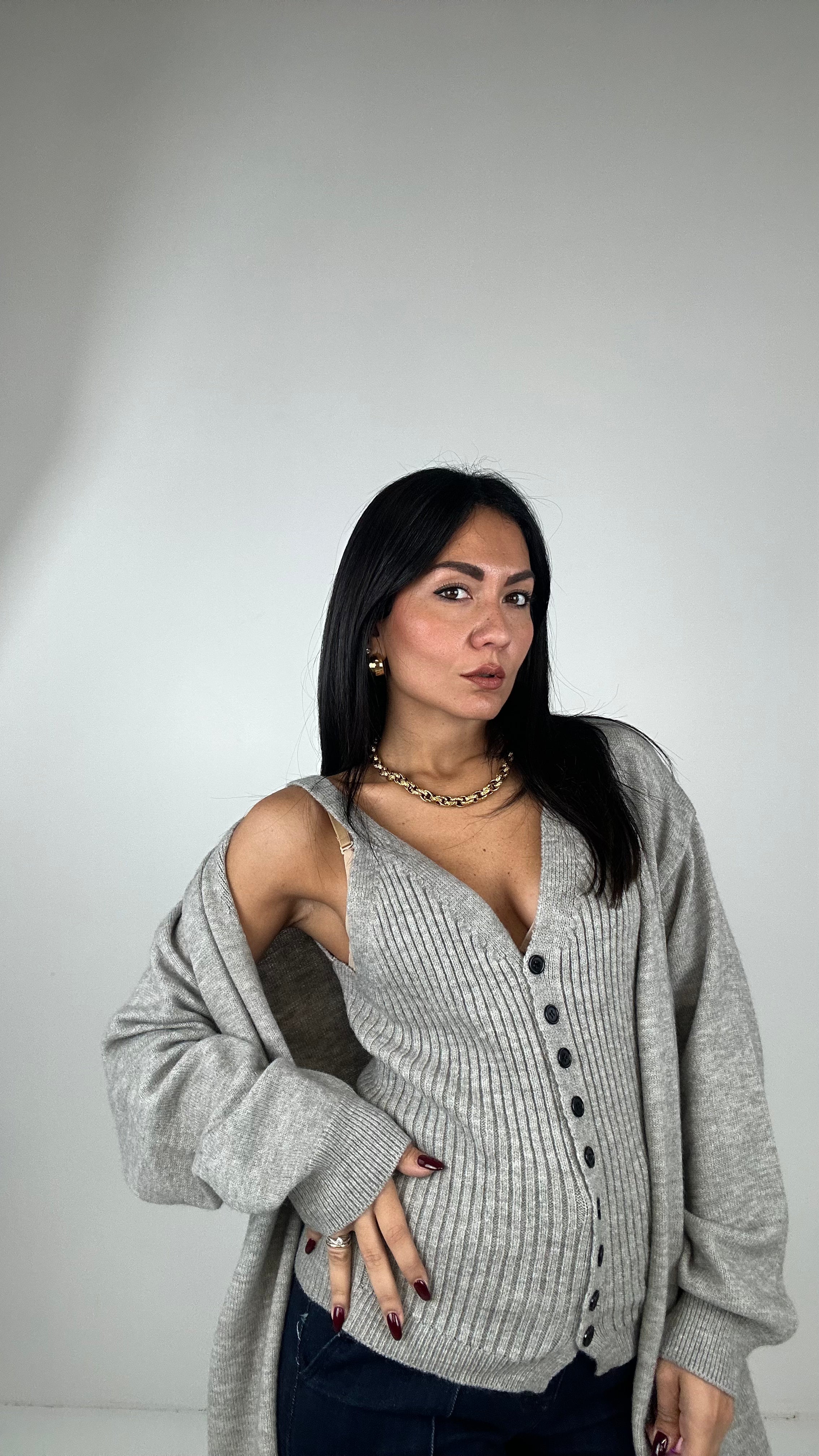 Twinset CARDIGAN E TOP - GRIGIO