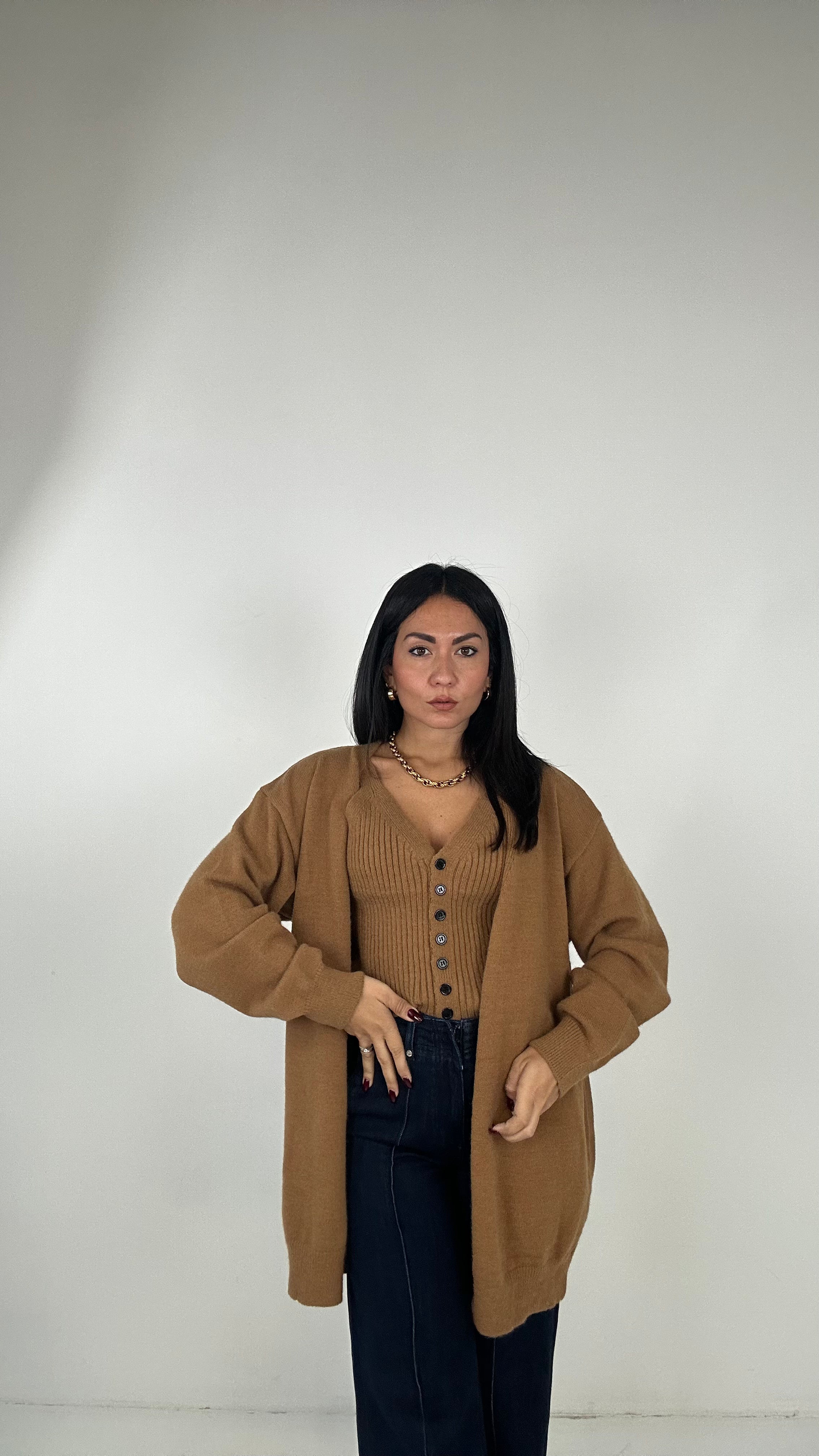 Twinset CARDIGAN E TOP - CAMMELLO