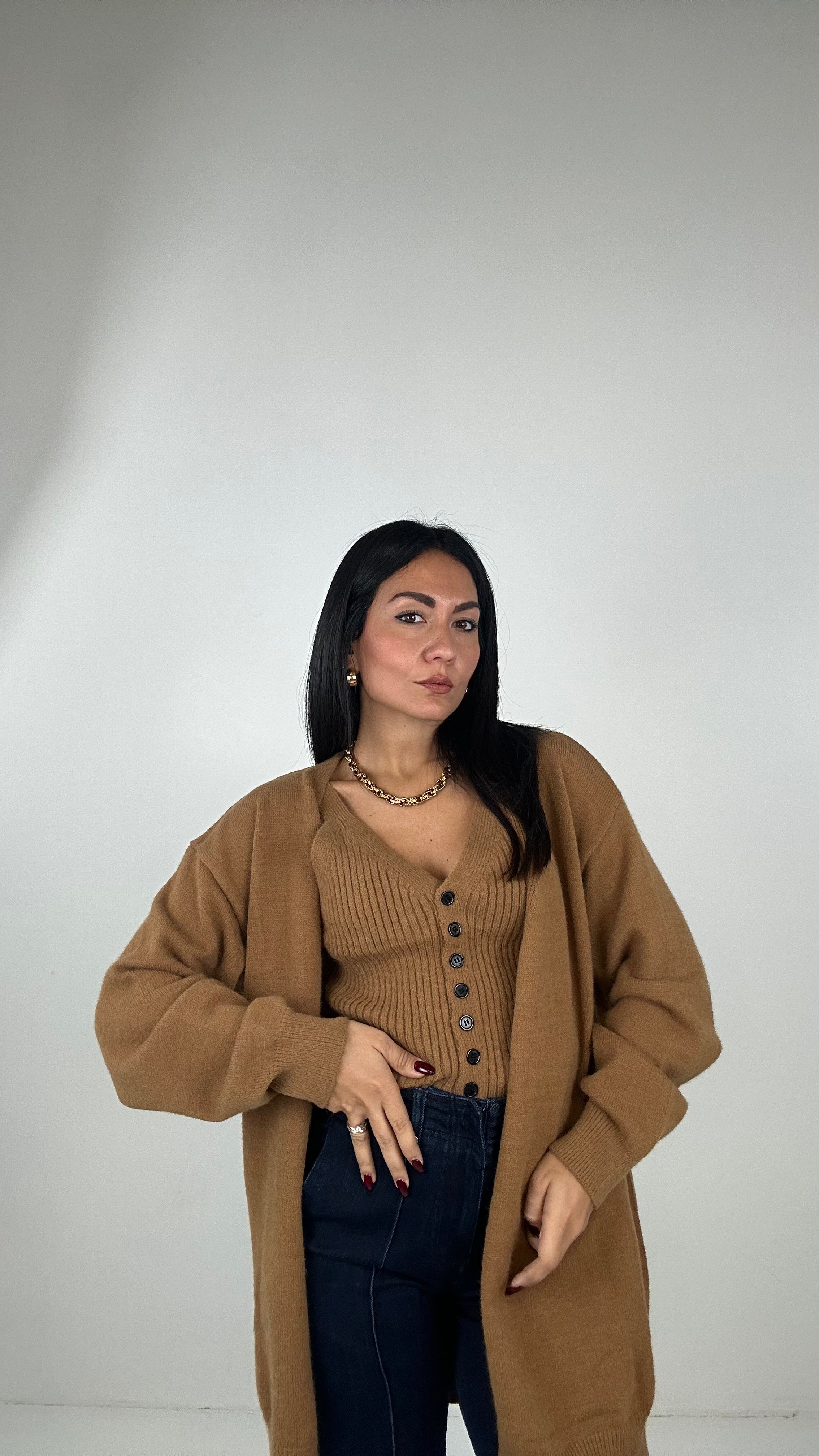 Twinset CARDIGAN E TOP - CAMMELLO