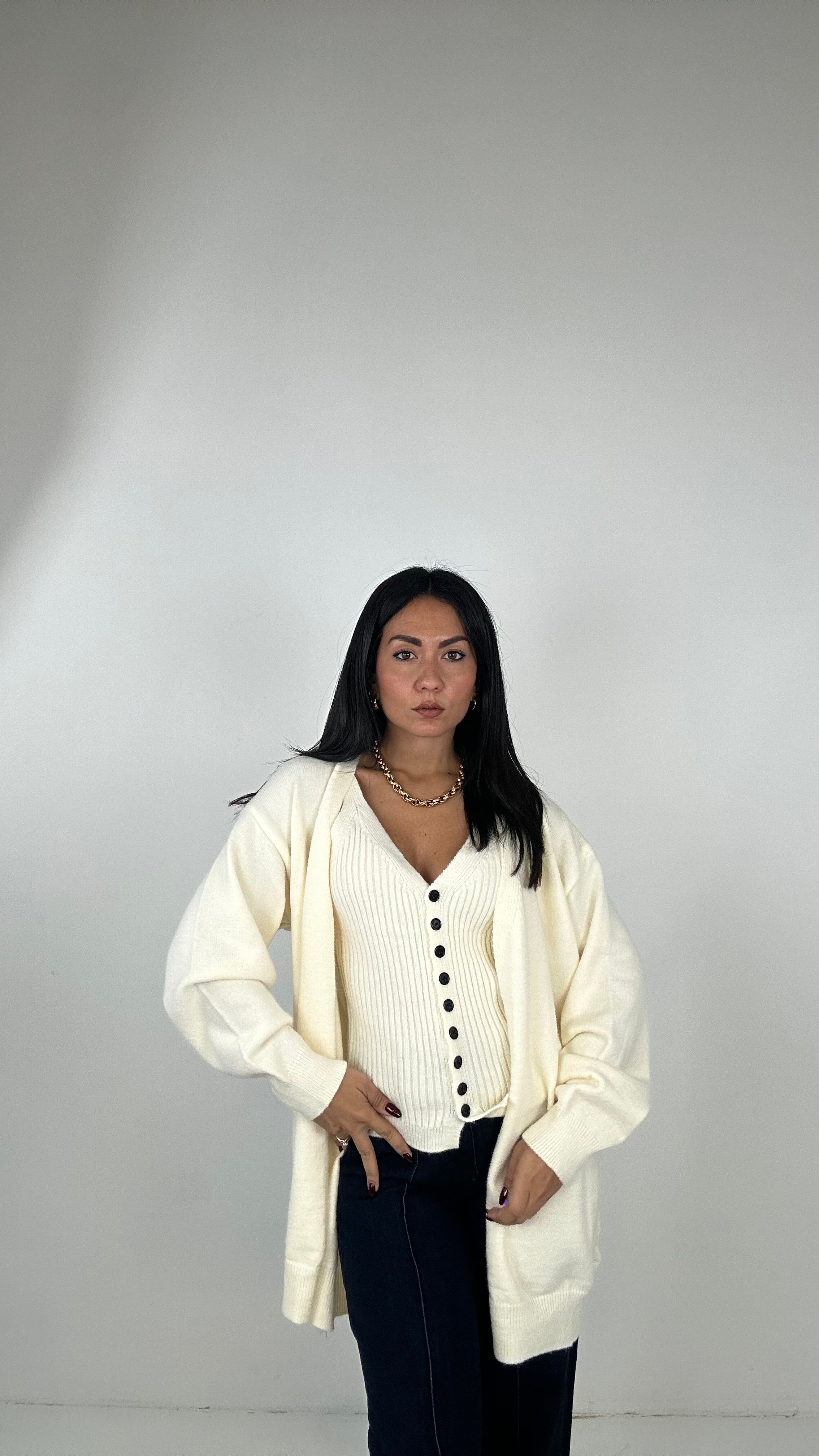 Twinset CARDIGAN E TOP - PANNA