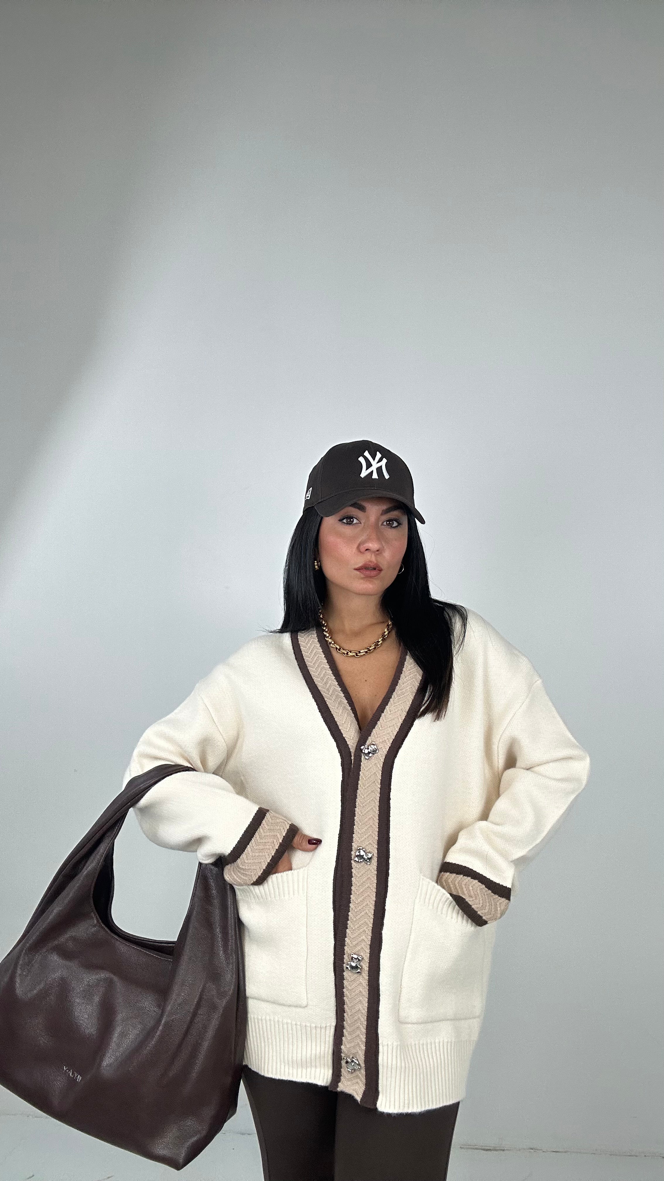 Cardigan BOTTONE ORSETTO - PANNA