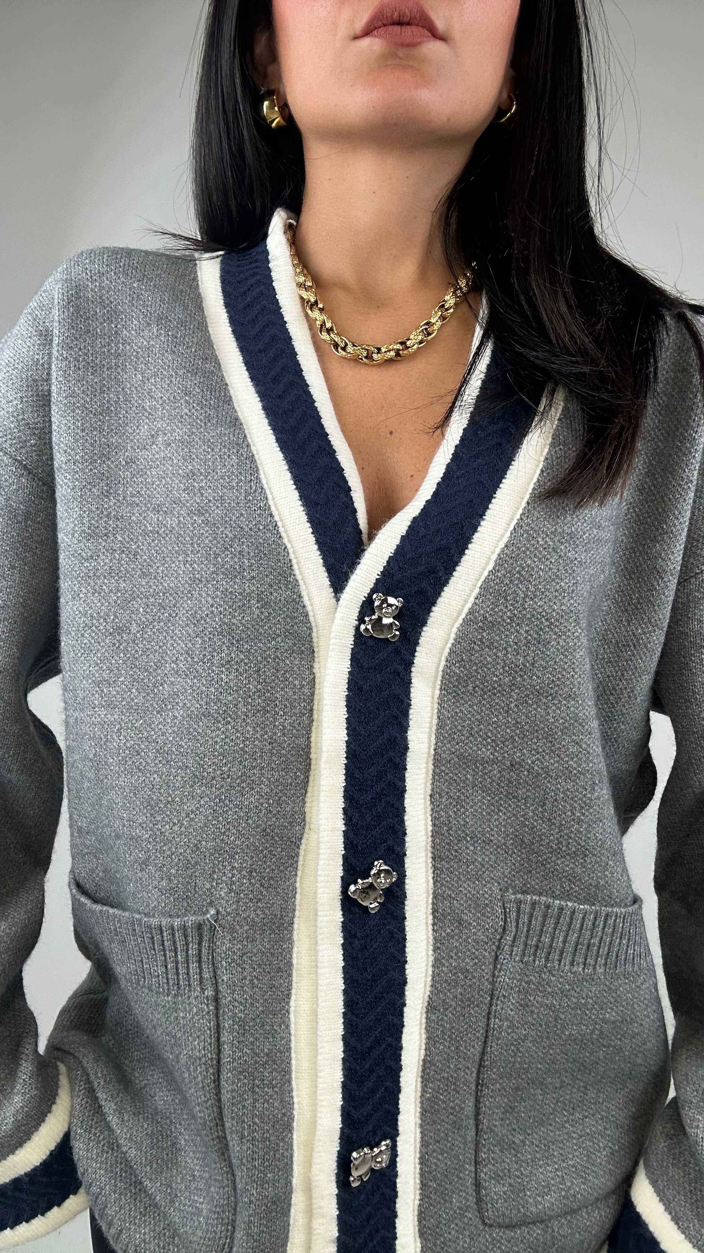 Cardigan BOTTONE ORSETTO - GRIGIO