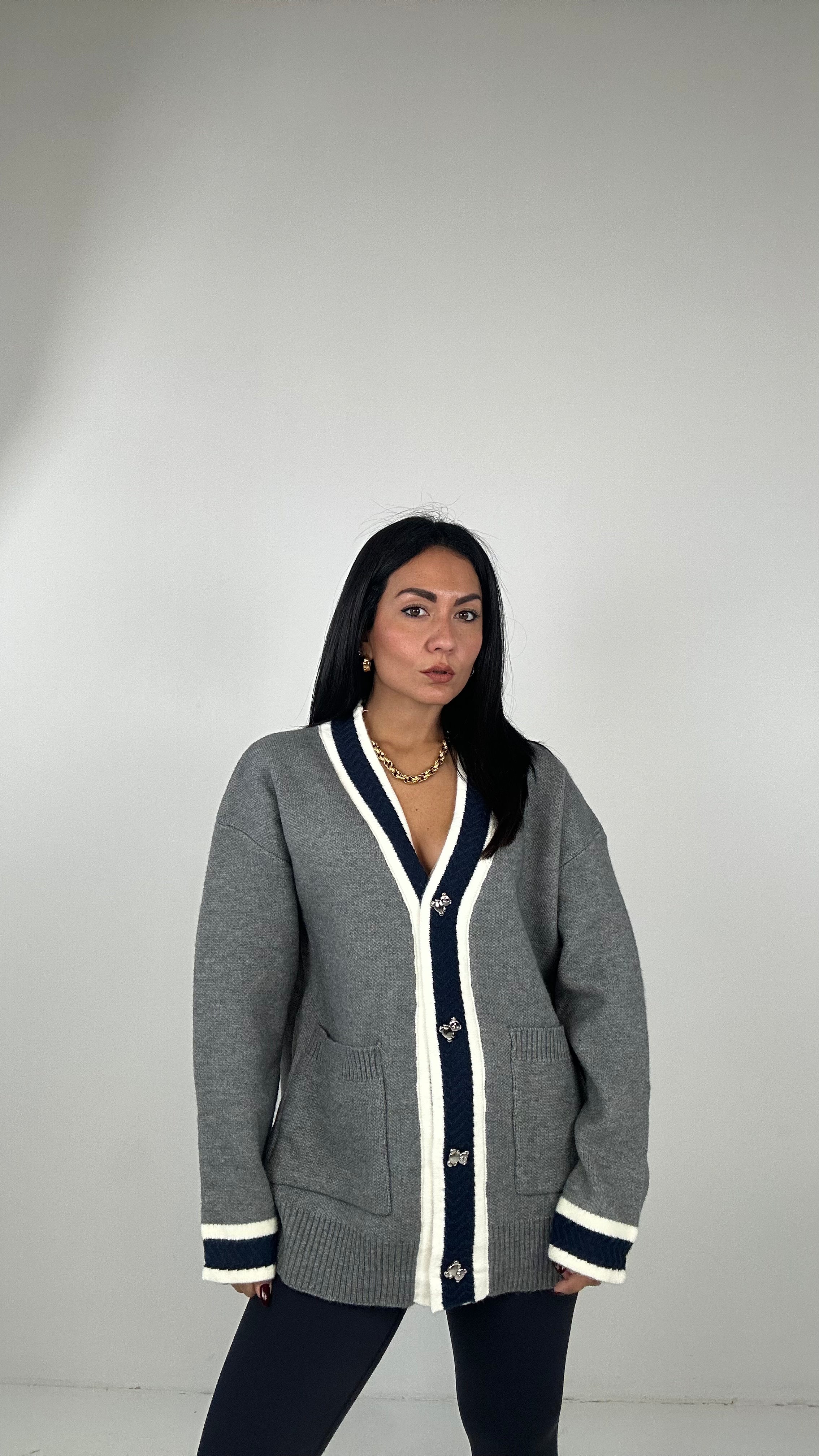 Cardigan BOTTONE ORSETTO - GRIGIO