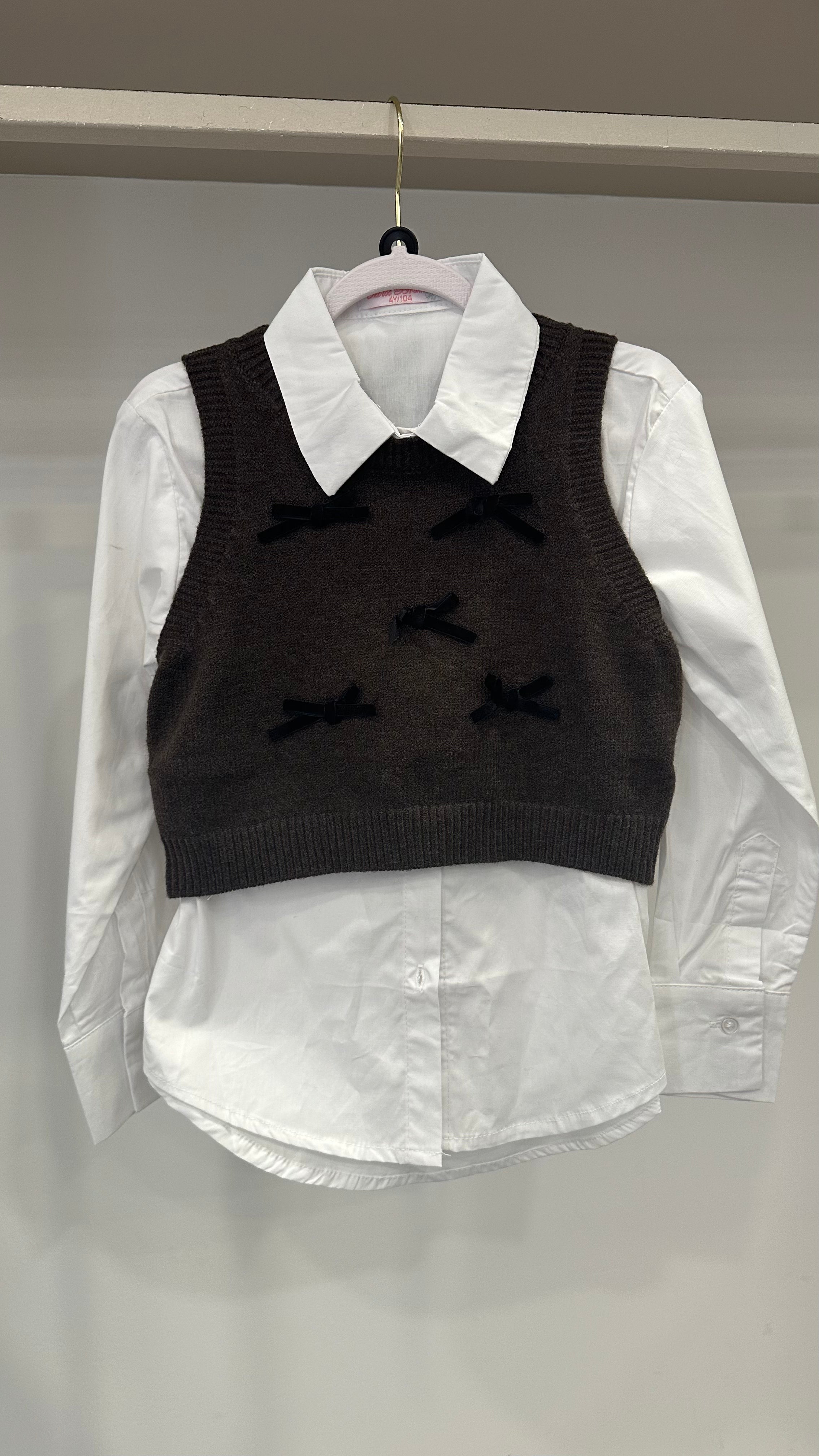 Camicia CON GILET FIOCCHETTI 4-14A - MARRONE