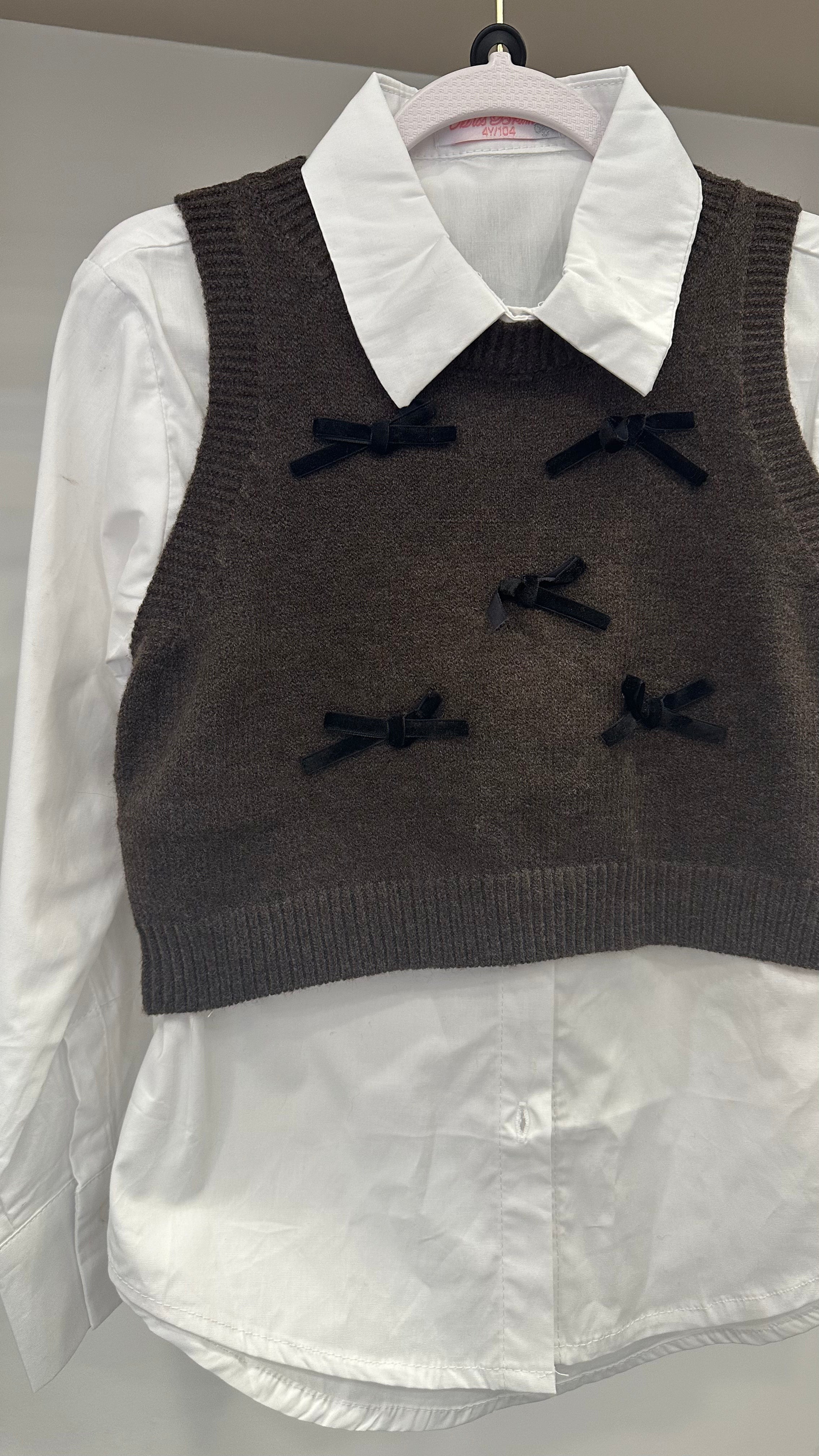 Camicia CON GILET FIOCCHETTI 4-14A - MARRONE
