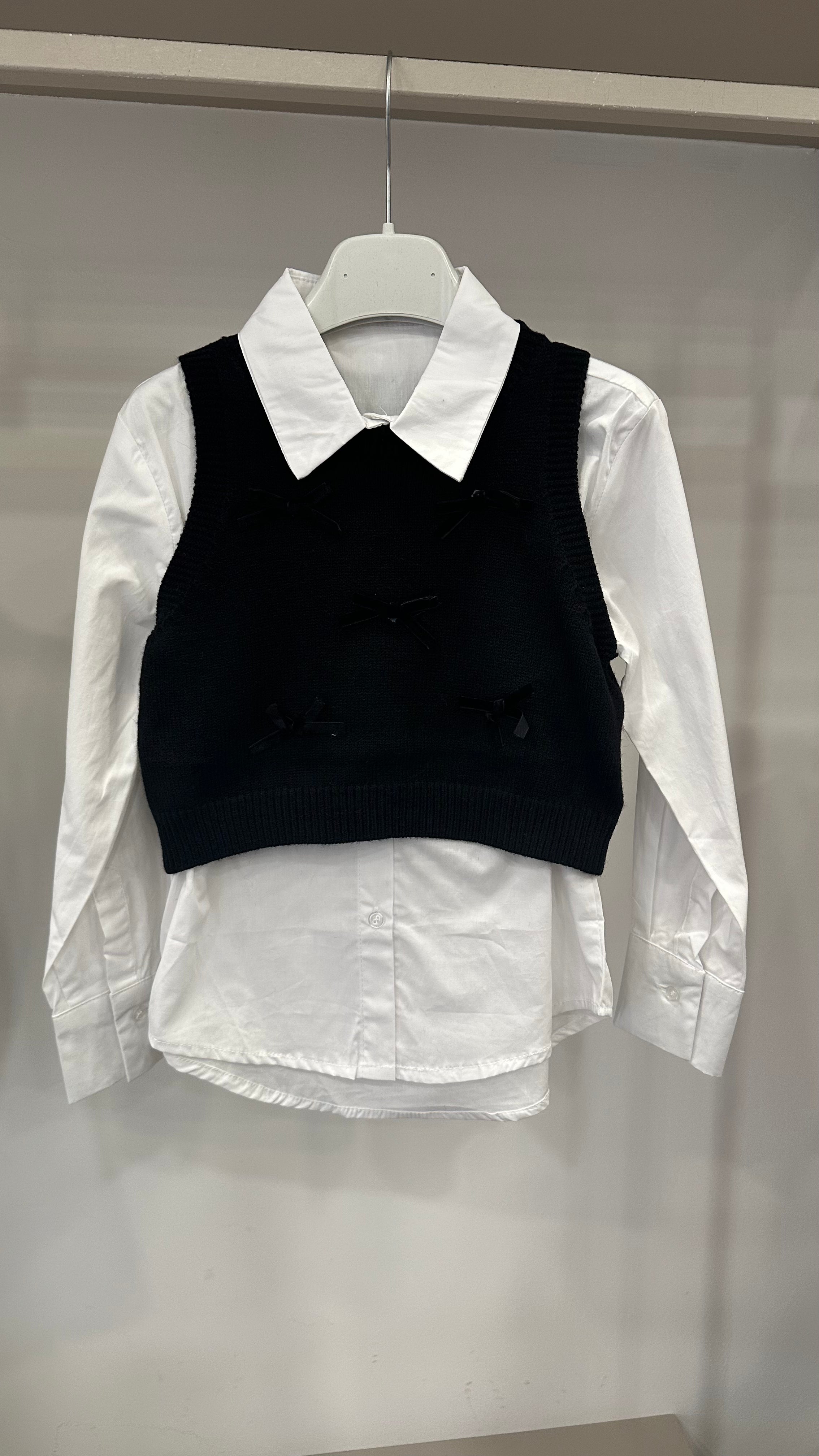 Camicia CON GILET FIOCCHETTI 4-14A - NERO