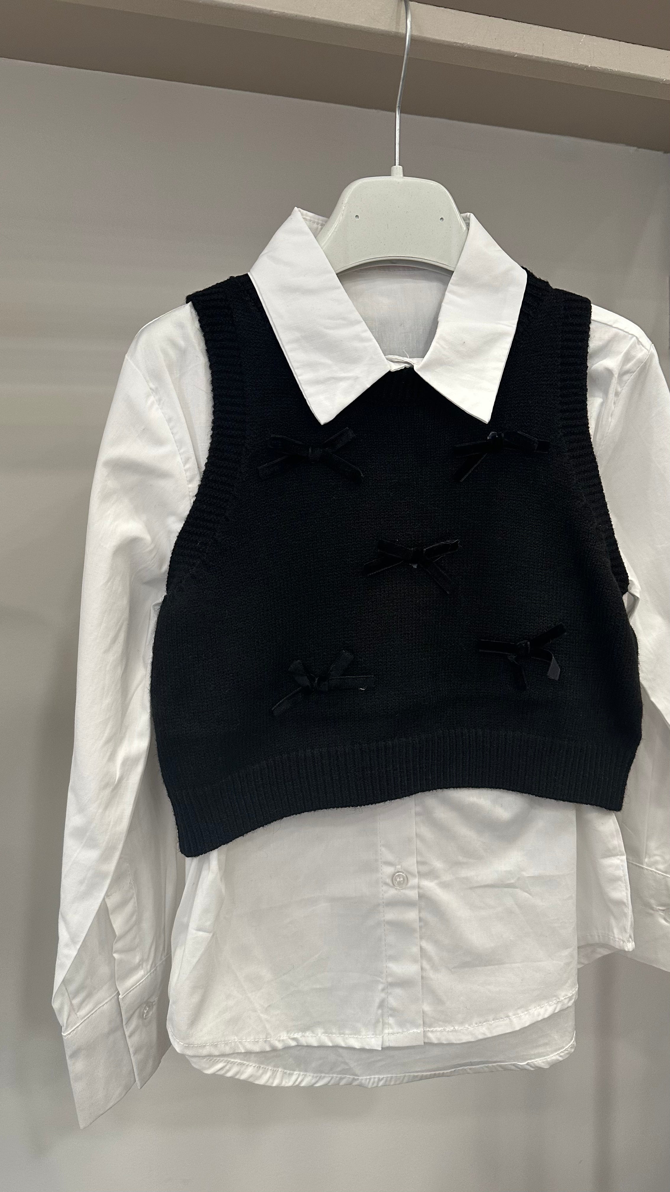 Camicia CON GILET FIOCCHETTI 4-14A - NERO