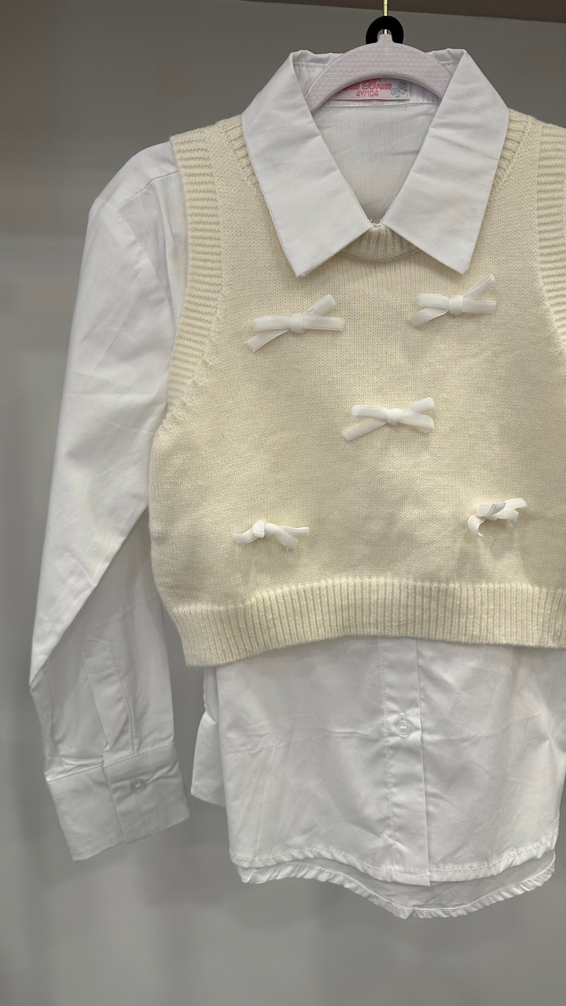 Camicia CON GILET FIOCCHETTI 4-14A - PANNA