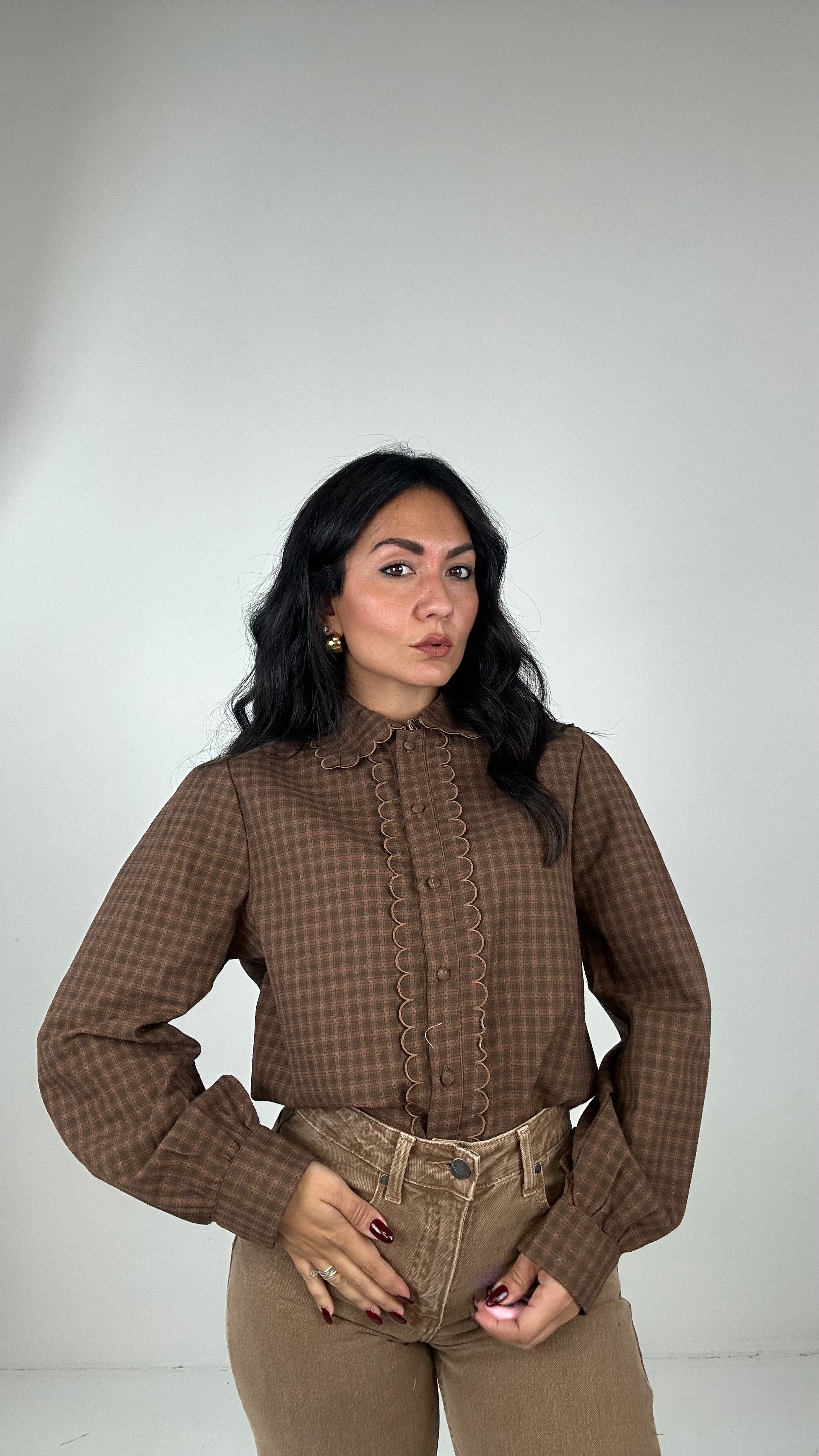 Camicia ONDA QUADRETTI - MARRONE