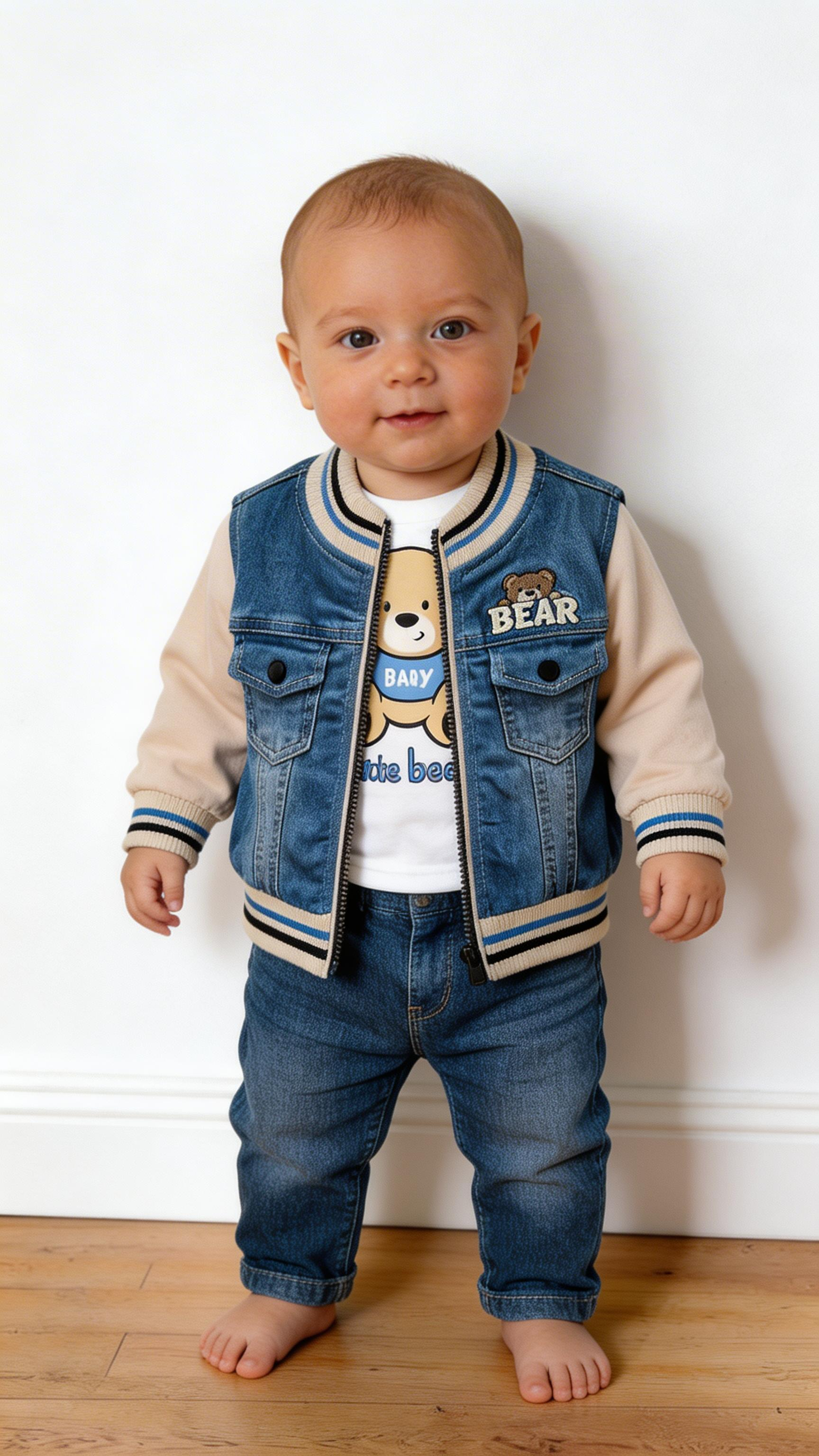 Completo IN JEANS BEAR-3-18M - BEIGE