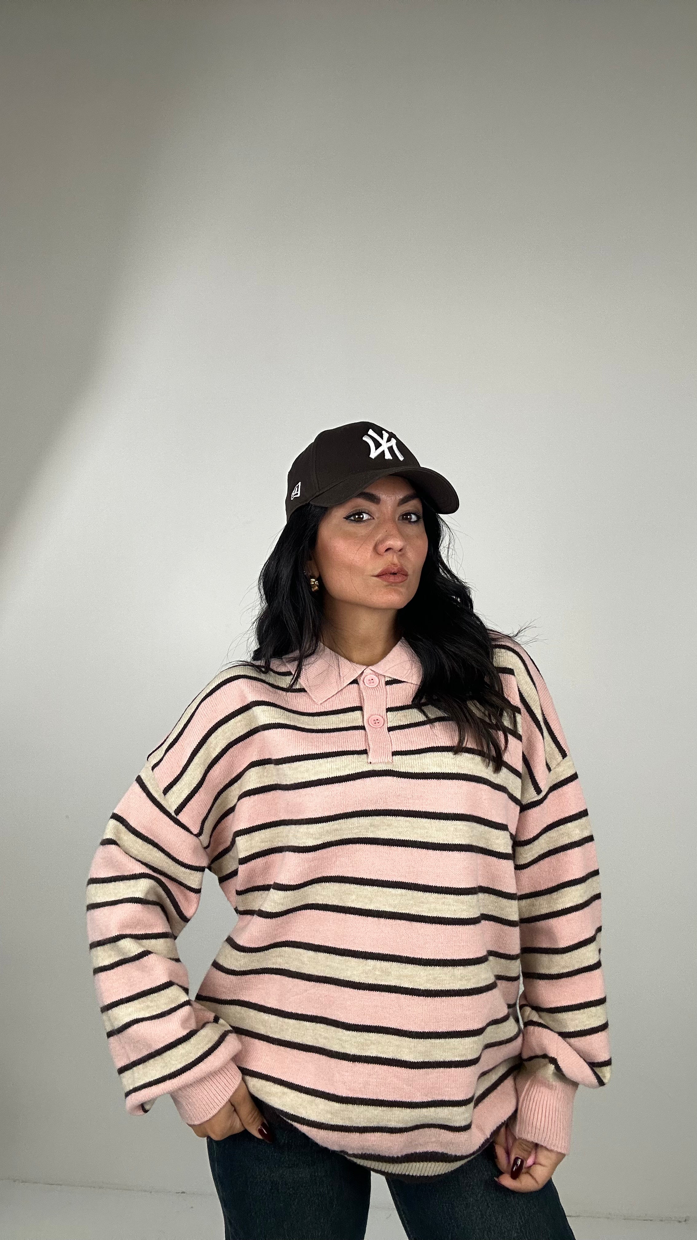 Polo MAXI A RIGHE - ROSA