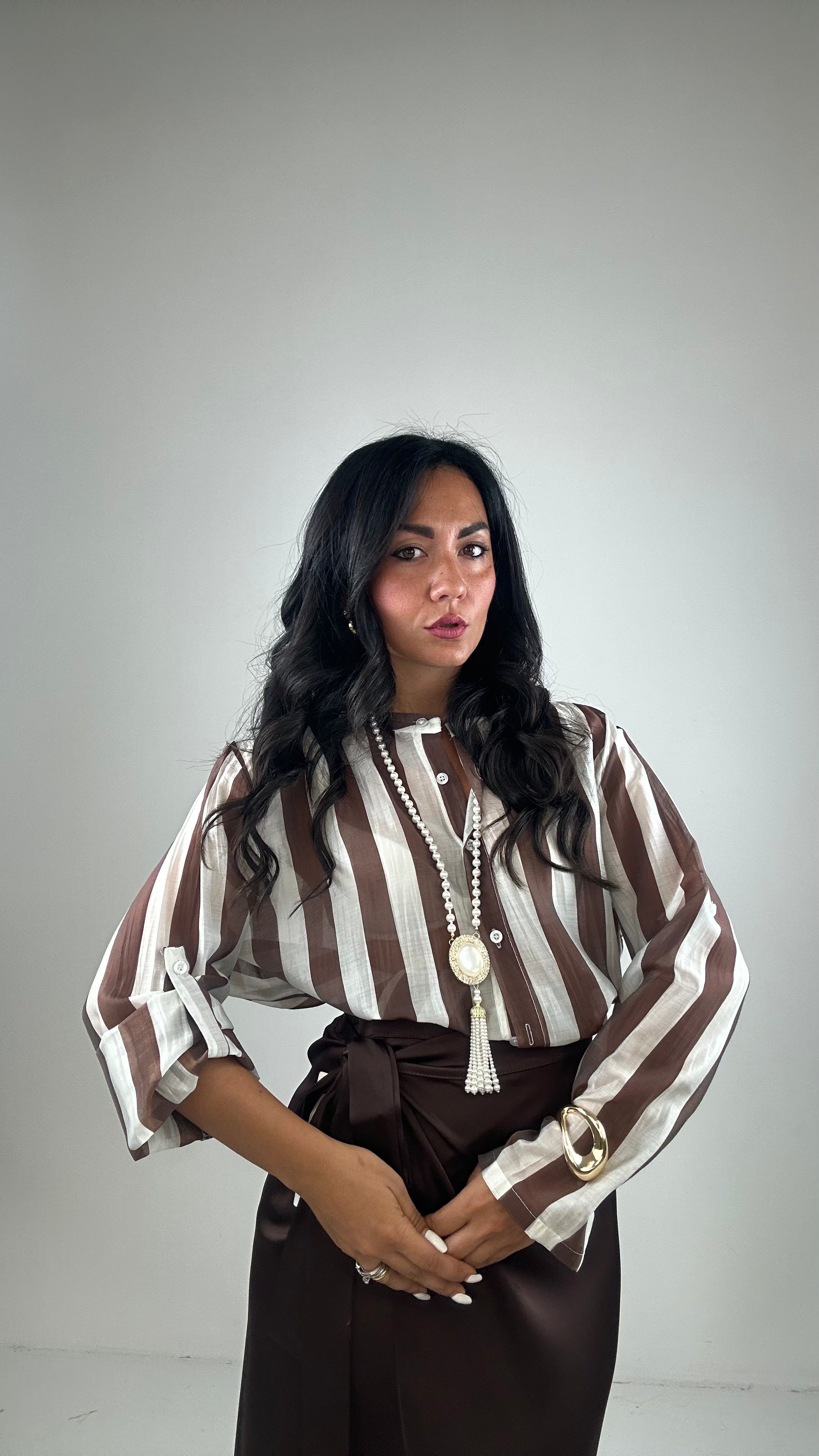 Camicia VELATA FANTASY - MARRONE