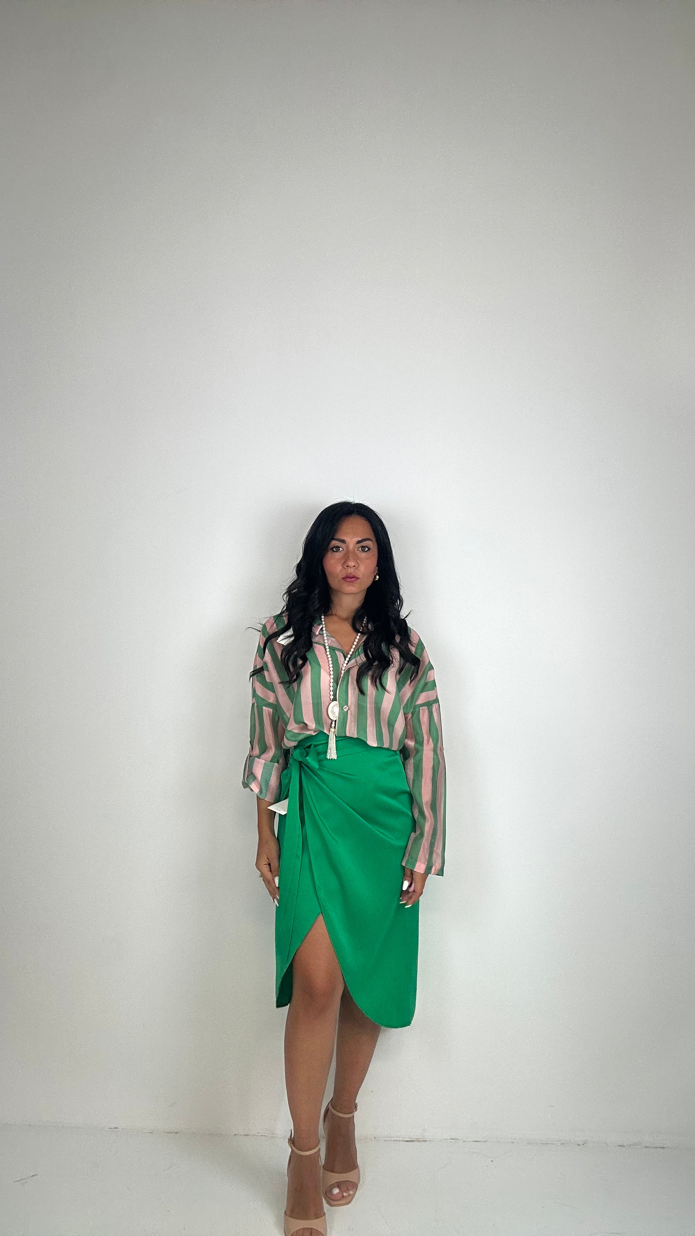 Gonna SATIN MIDI - VERDE